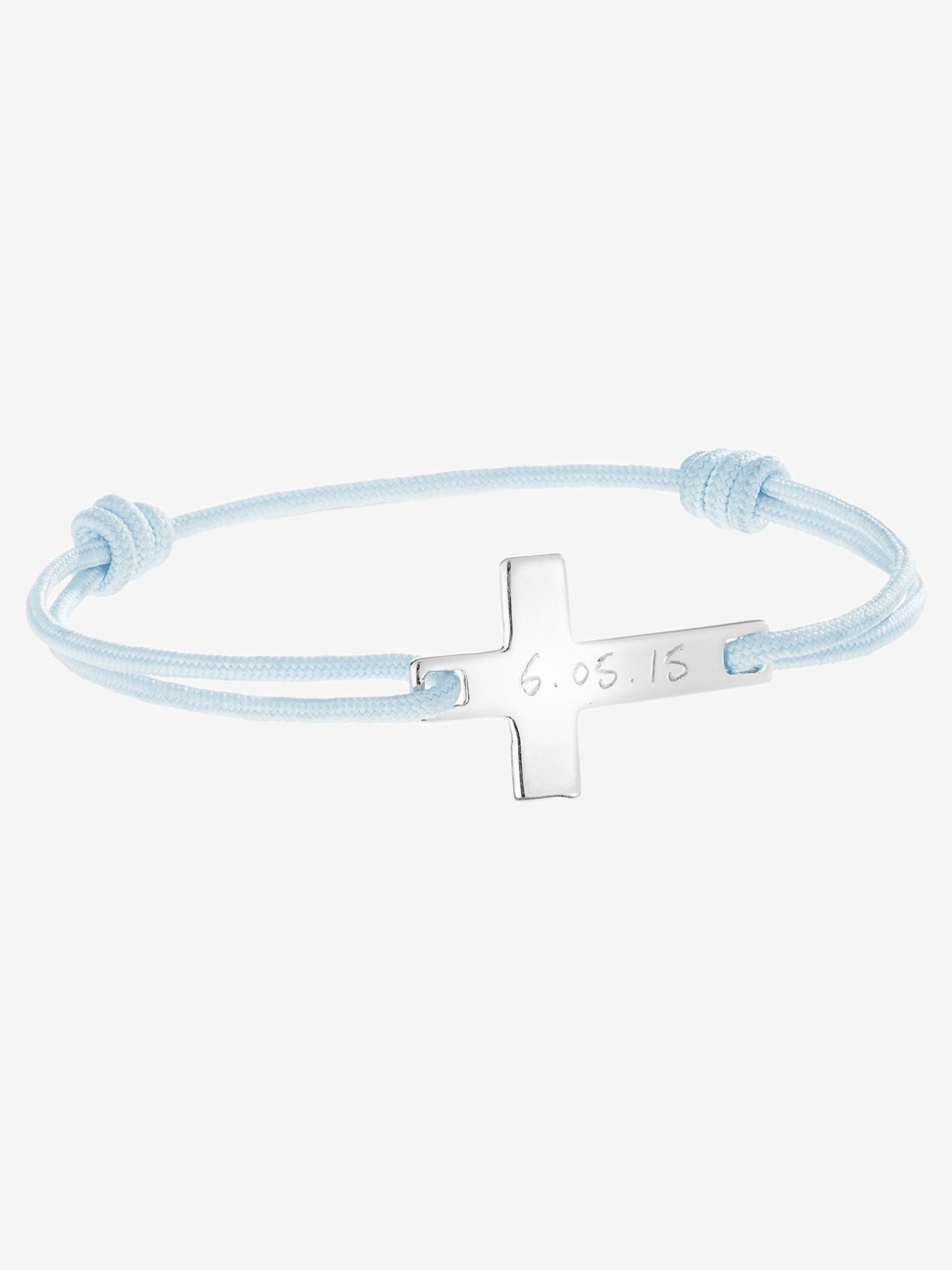 Sterling Silver Merci Maman Personalised Flat Cross Bracelet - Image 1 of 1
