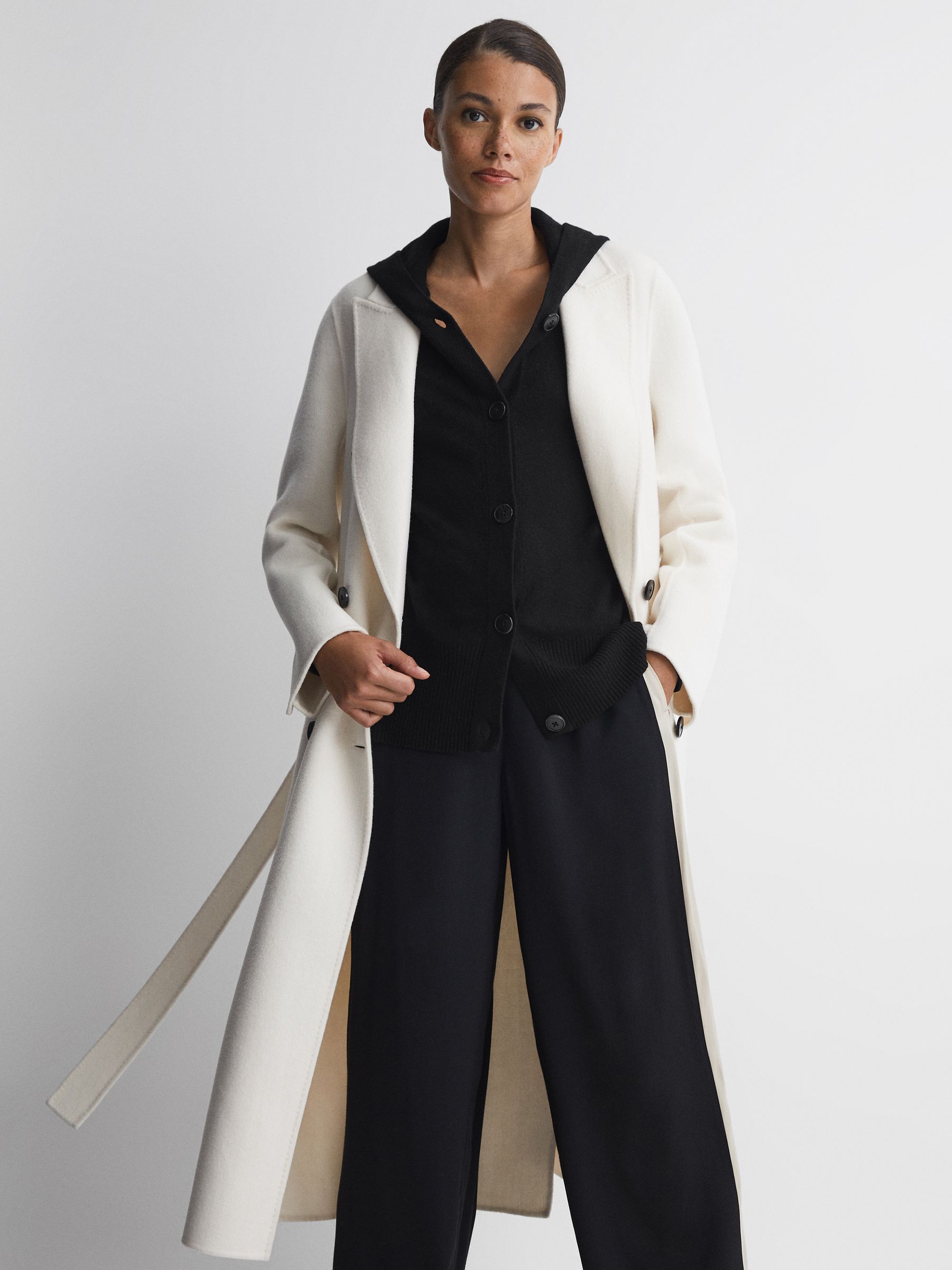 Wool Blend Hooded Cardigan in Black - Image 3 of 6