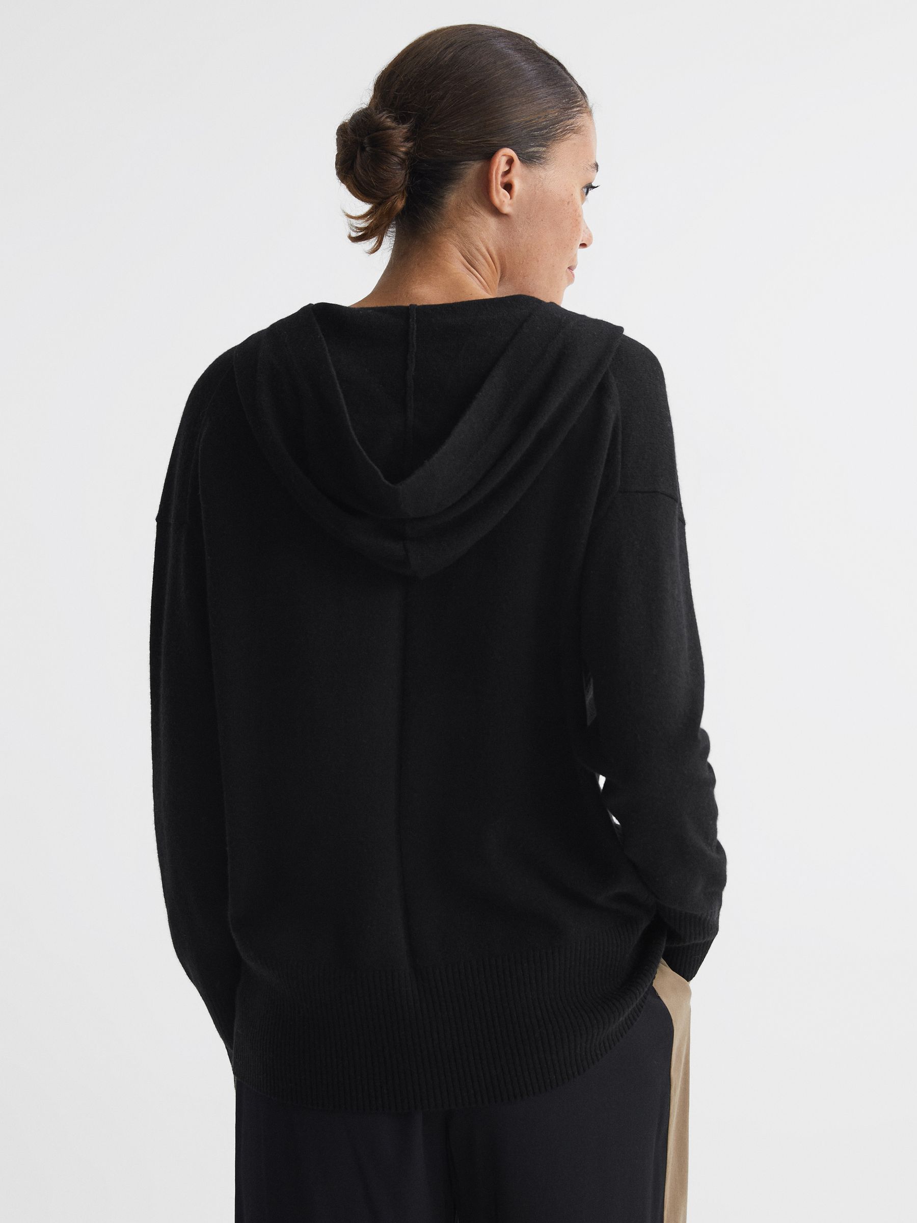 Wool Blend Hooded Cardigan in Black - Image 6 of 6