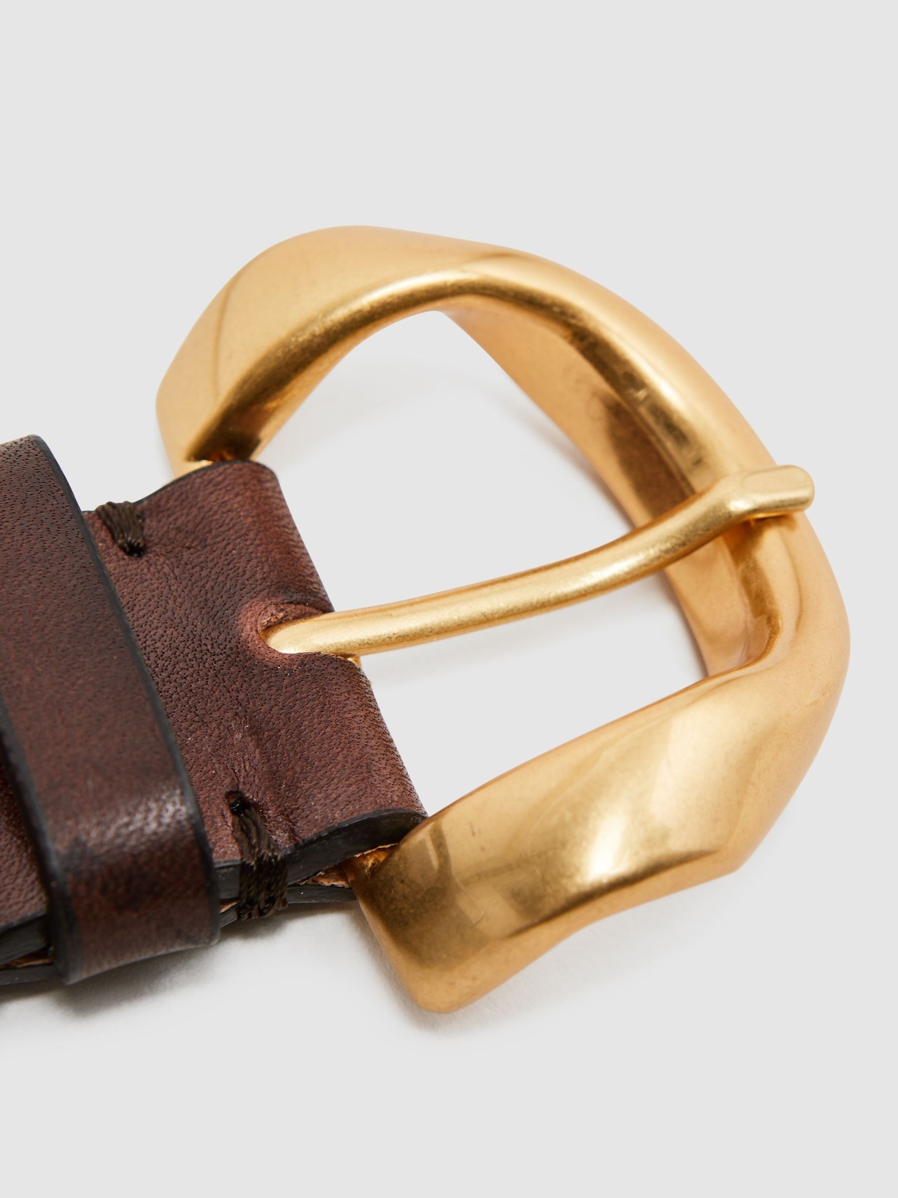 Leather Buckle Belt in Chocolate - Image 3 of 4