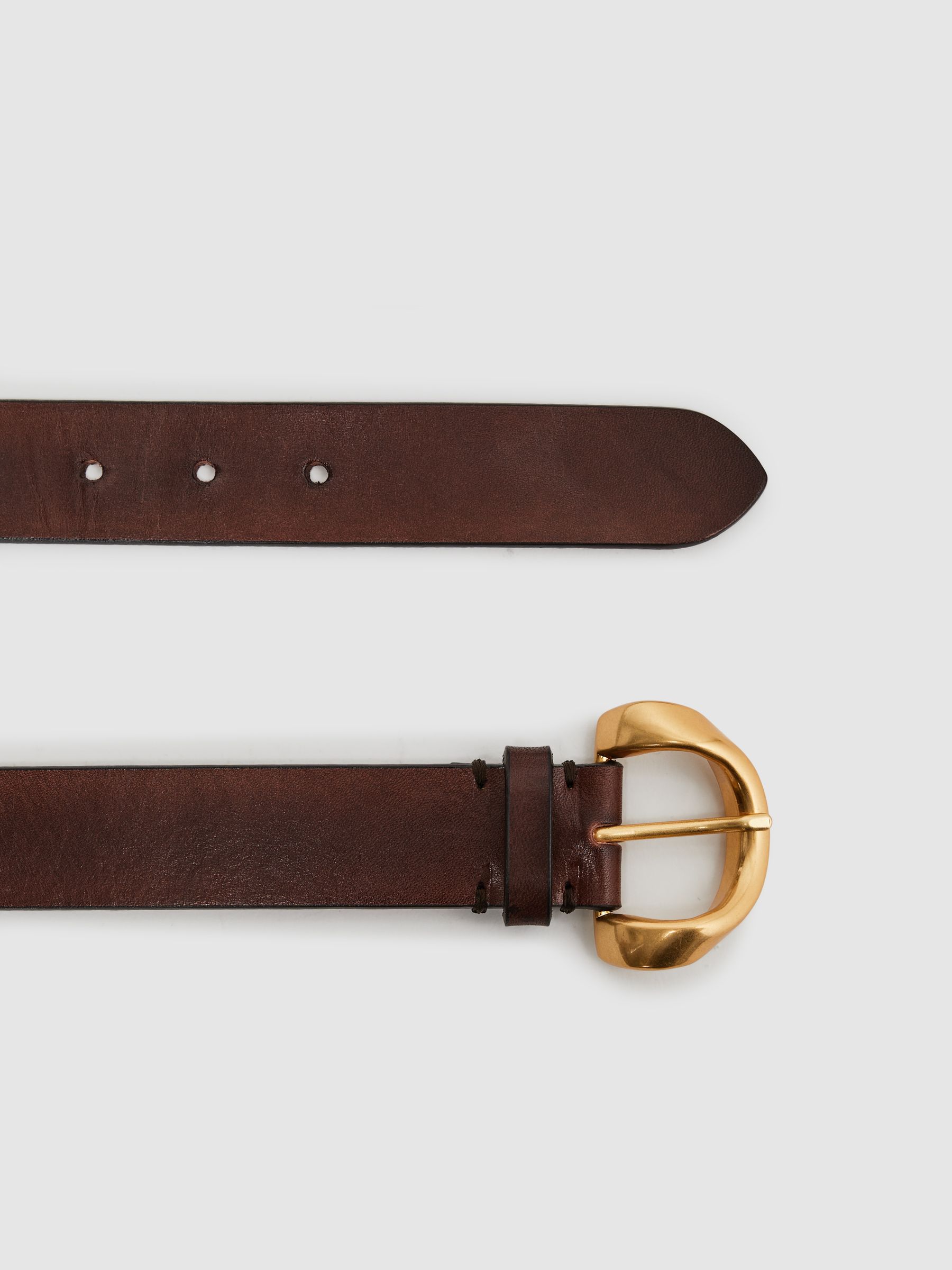 Leather Buckle Belt in Chocolate - Image 4 of 4
