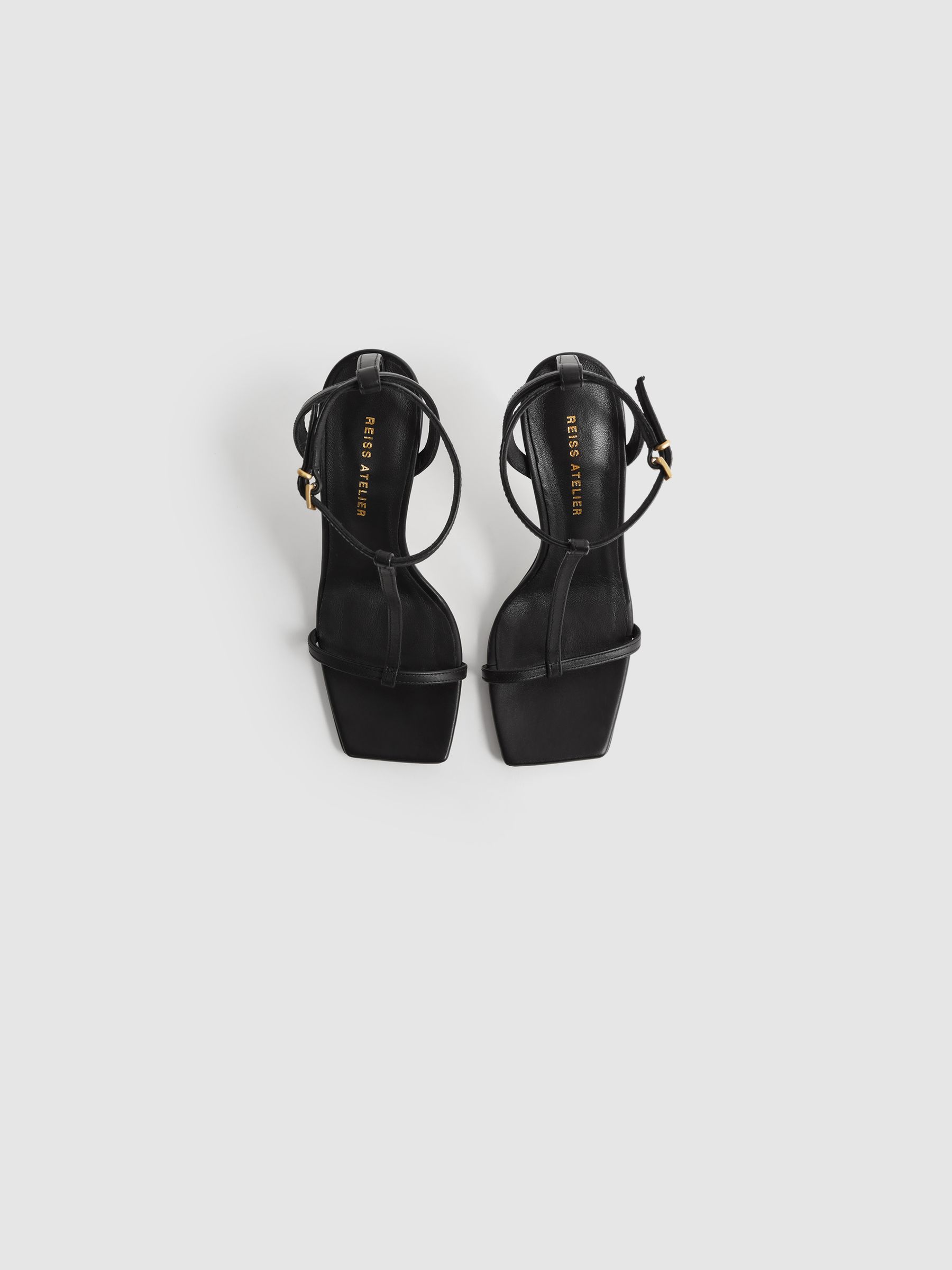 Italian Leather Strappy Heels in Black - Image 3 of 8