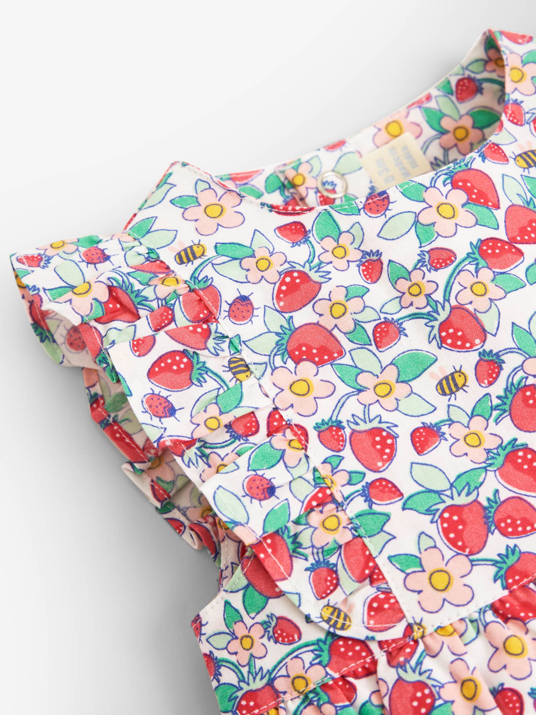 White Pretty Strawberry Print Bubble Baby Romper - Image 5 of 5
