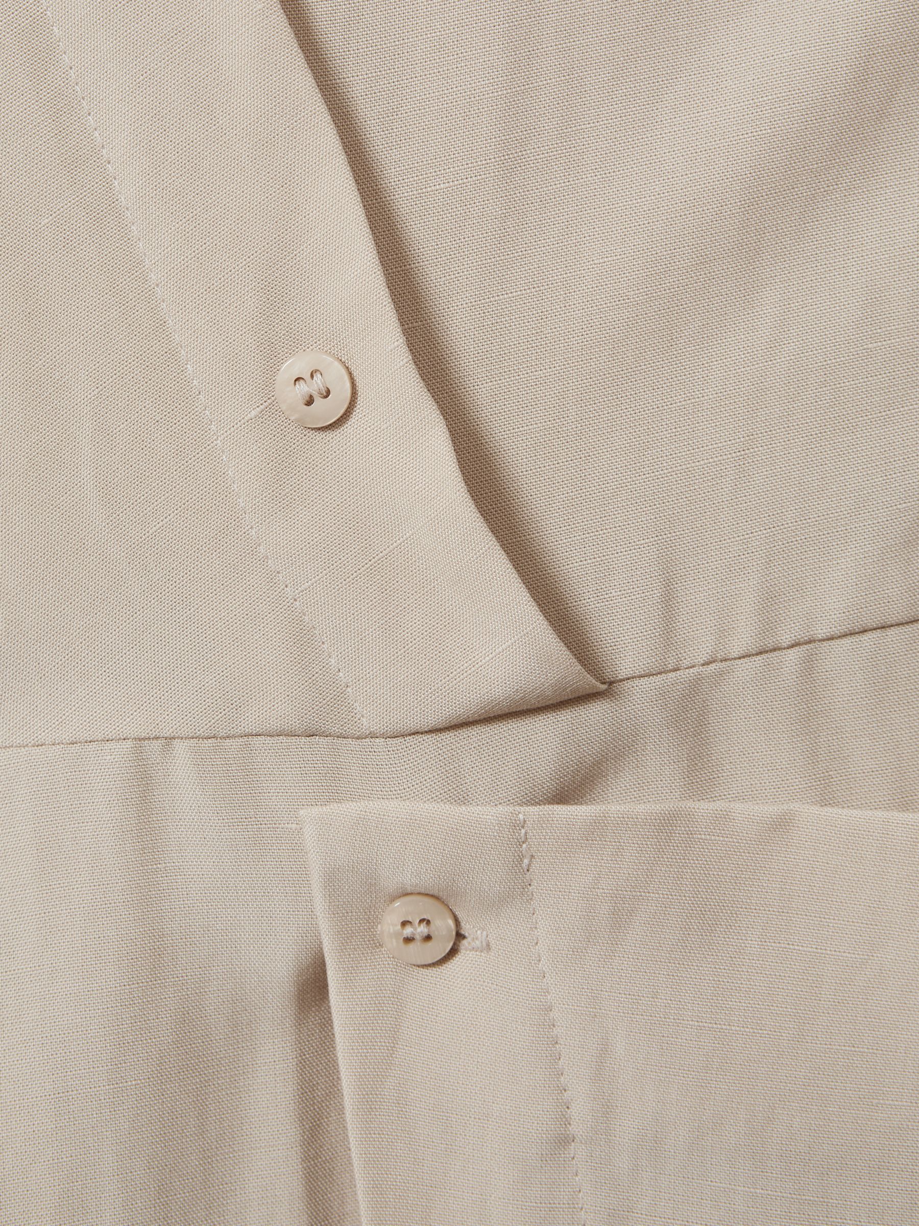 Lyocell Linen Wrap Front Midi Dress in Neutral - Image 6 of 6