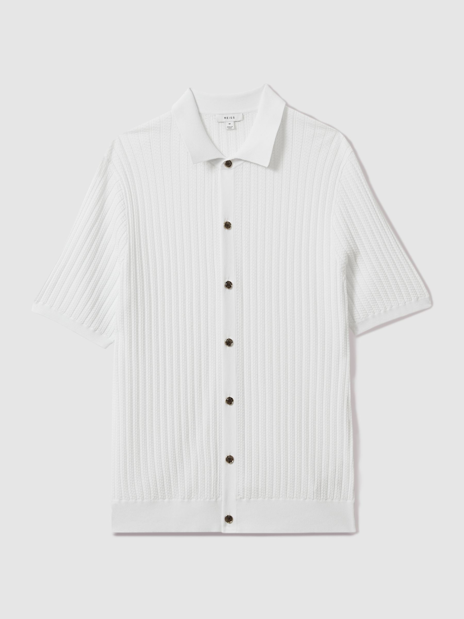 Textured Knitted Shirt in Optic White - Image 2 of 6