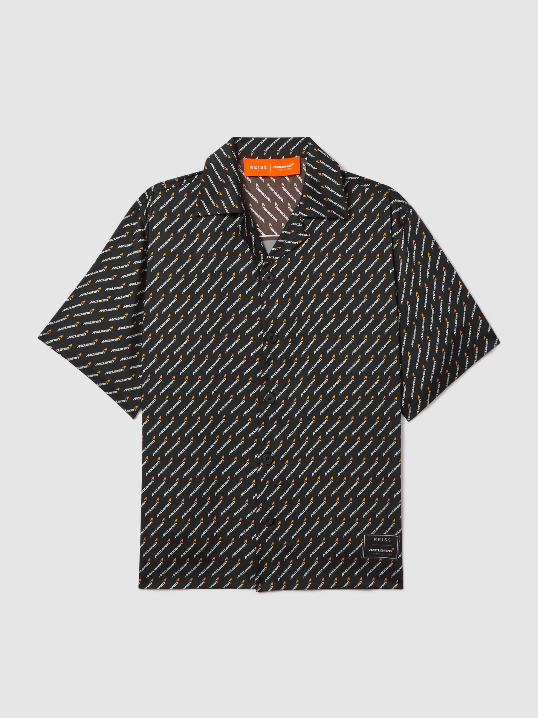 McLaren F1 Silverstone Exclusive Cuban Collar Shirt in Black Multi - Image 2 of 8
