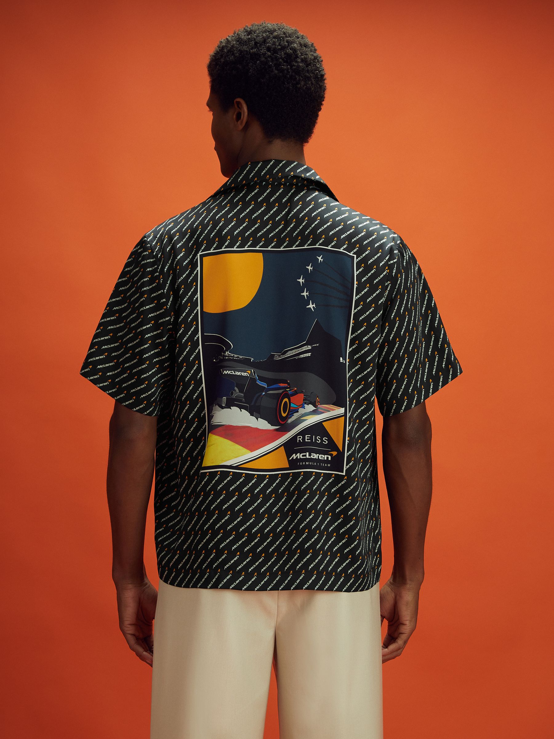 McLaren F1 Silverstone Exclusive Cuban Collar Shirt in Black Multi - Image 3 of 8
