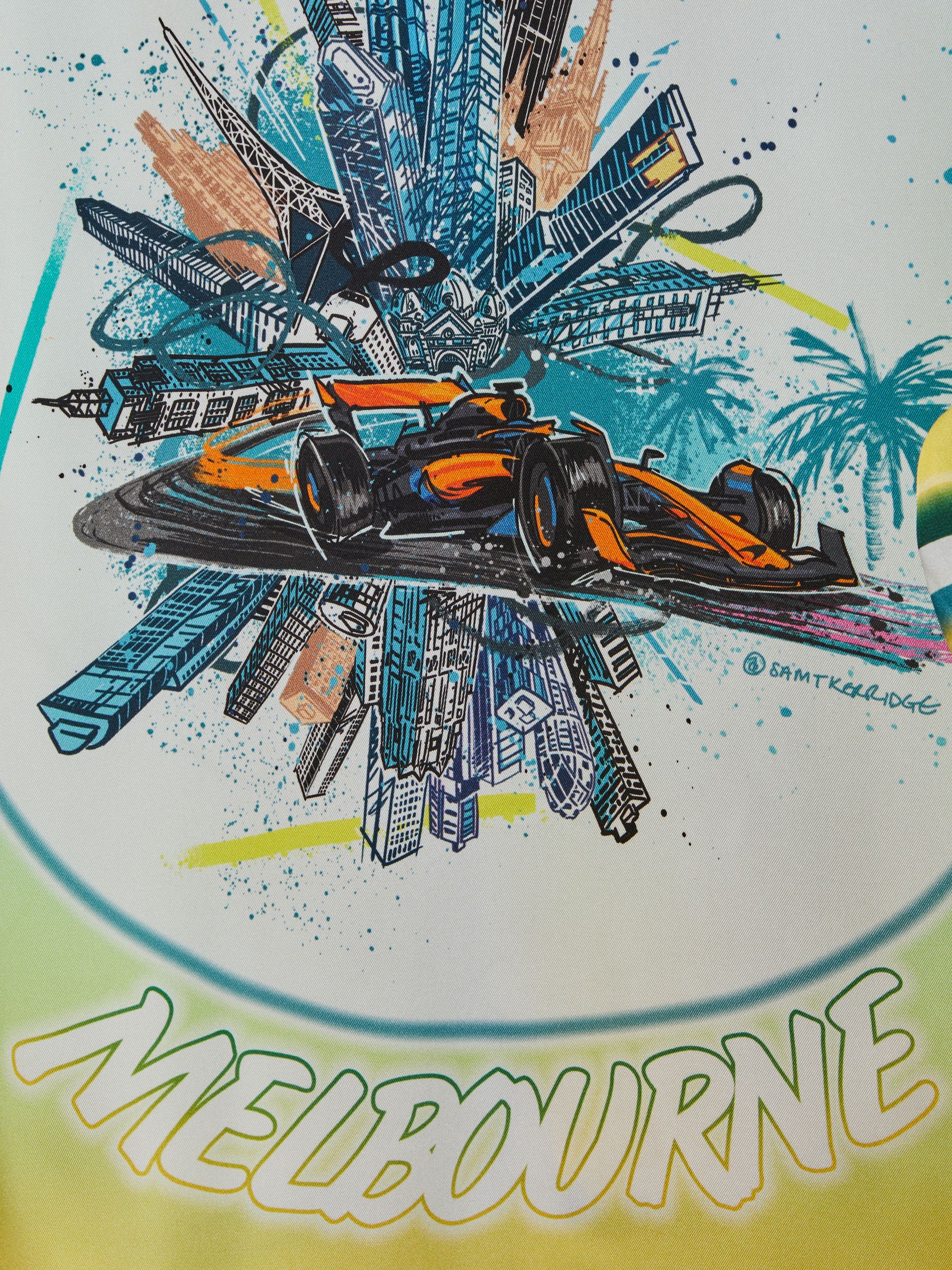 McLaren F1 Ombre Print Cuban Collar Shirt in Green Multi - Image 9 of 9