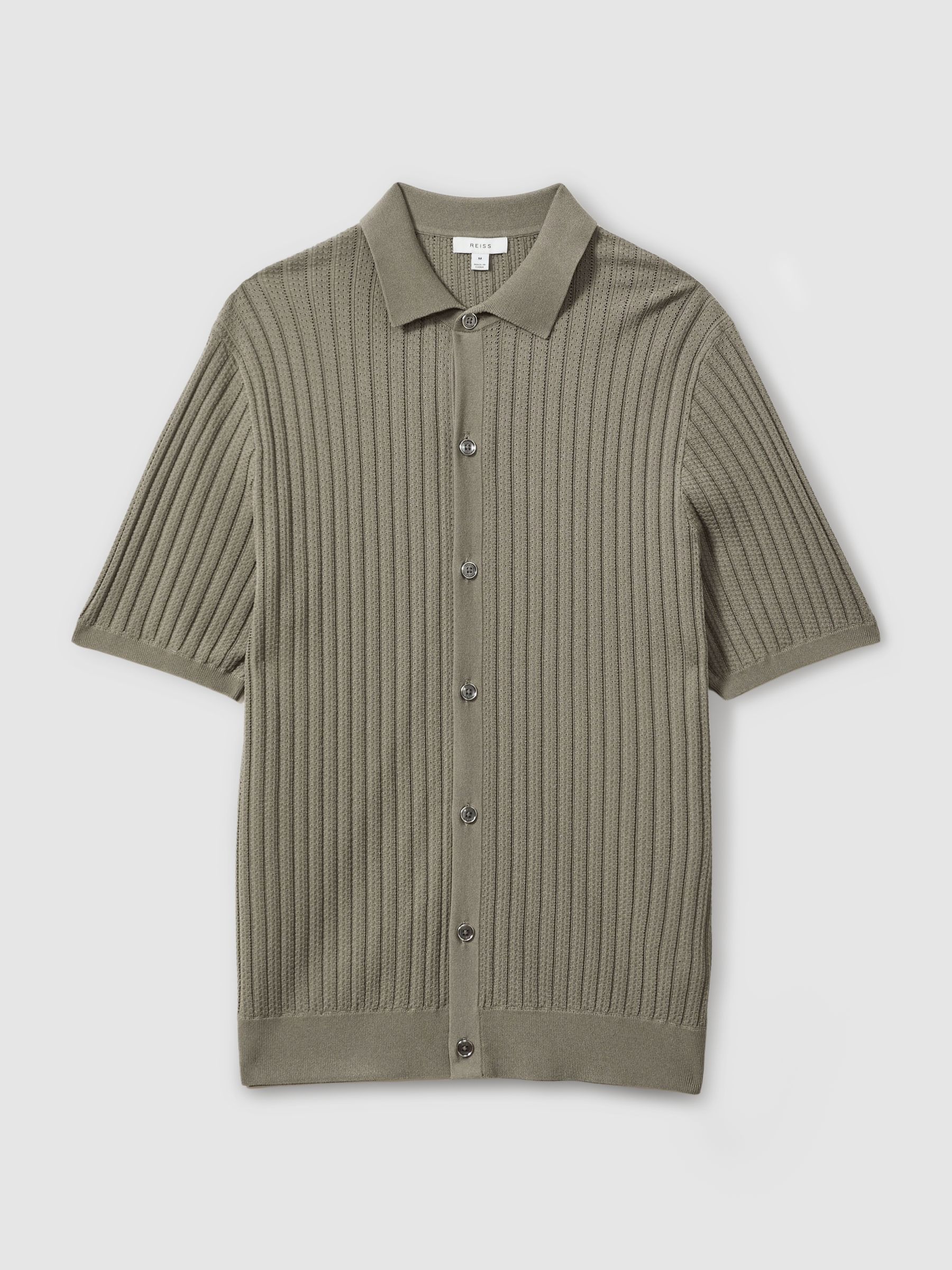 Textured Knitted Shirt in Sage - Image 2 of 5