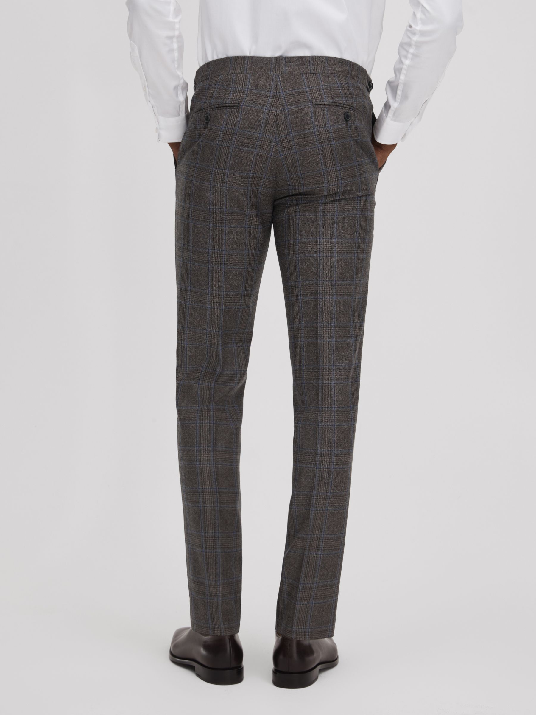 Slim Fit Wool Check Trousers in Brown Multi - Image 5 of 5