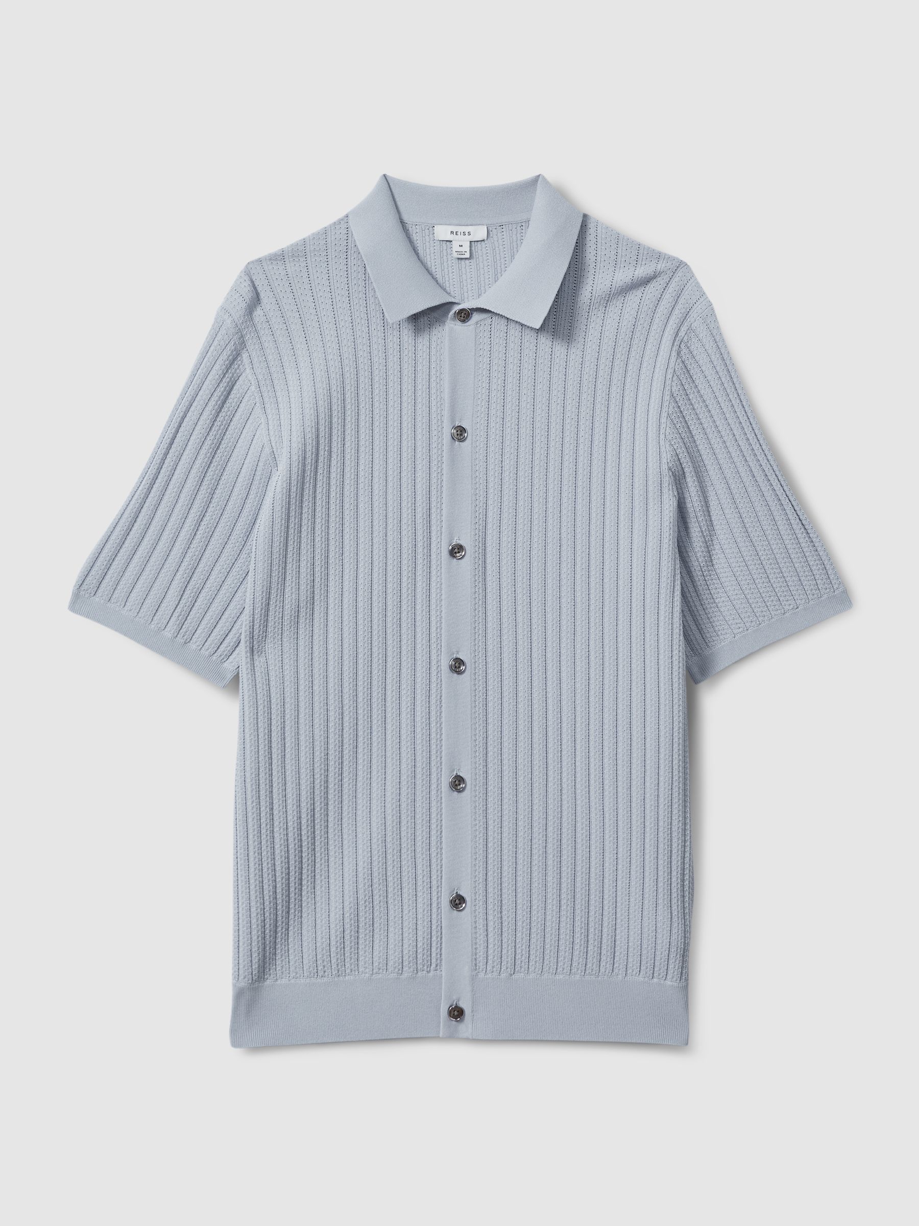 Textured Knitted Shirt in Soft Blue - Image 2 of 6