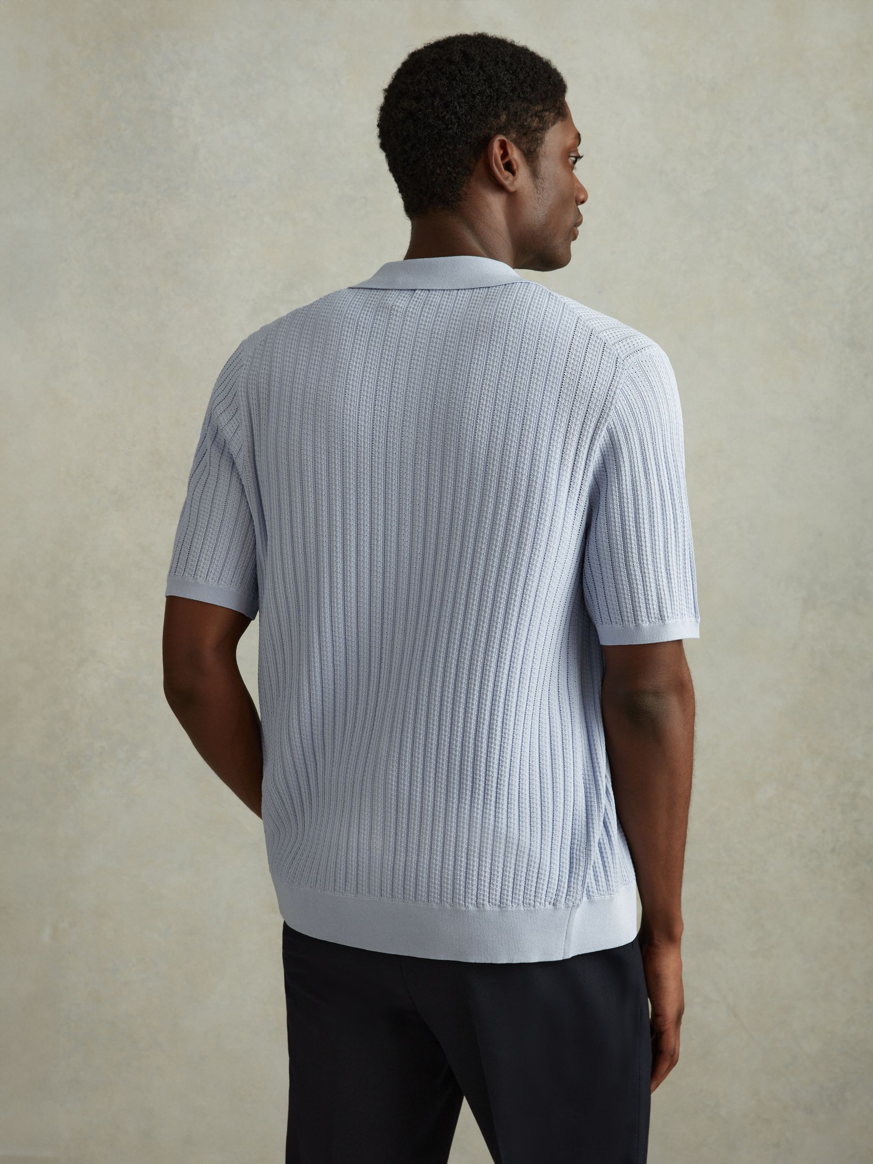 Textured Knitted Shirt in Soft Blue - Image 5 of 6