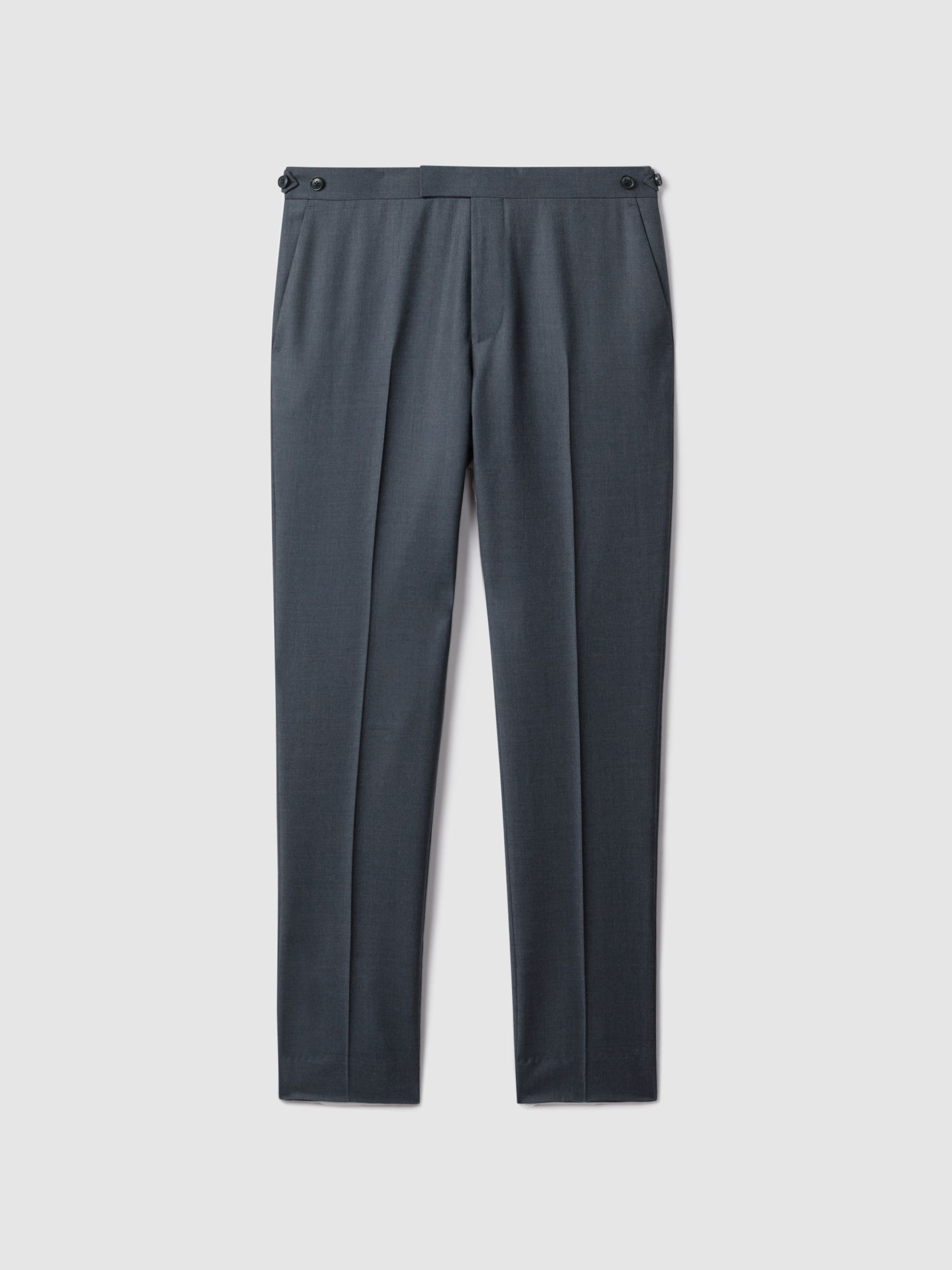 Slim Fit Wool Side Adjuster Trousers in Airforce Blue - Image 2 of 6