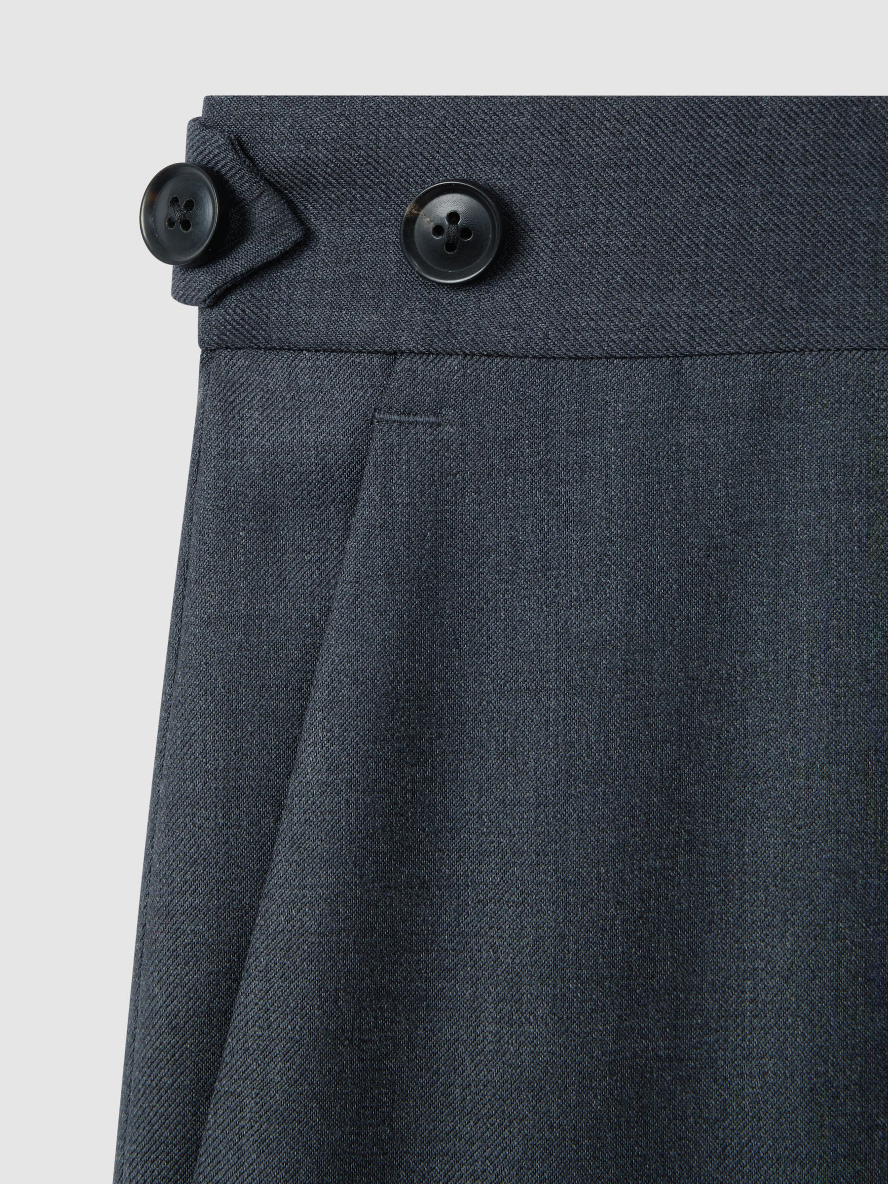 Slim Fit Wool Side Adjuster Trousers in Airforce Blue - Image 6 of 6