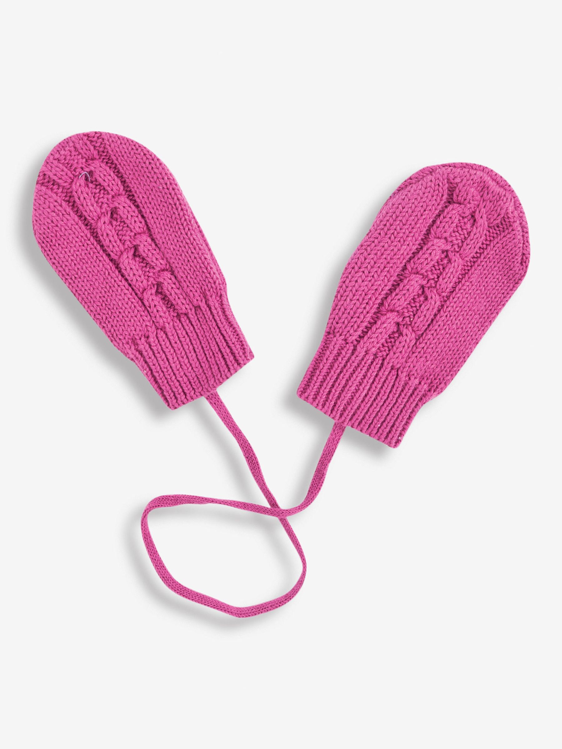 Fuchsia Cream Cable Knit Pop-On Mittens - Image 1 of 1