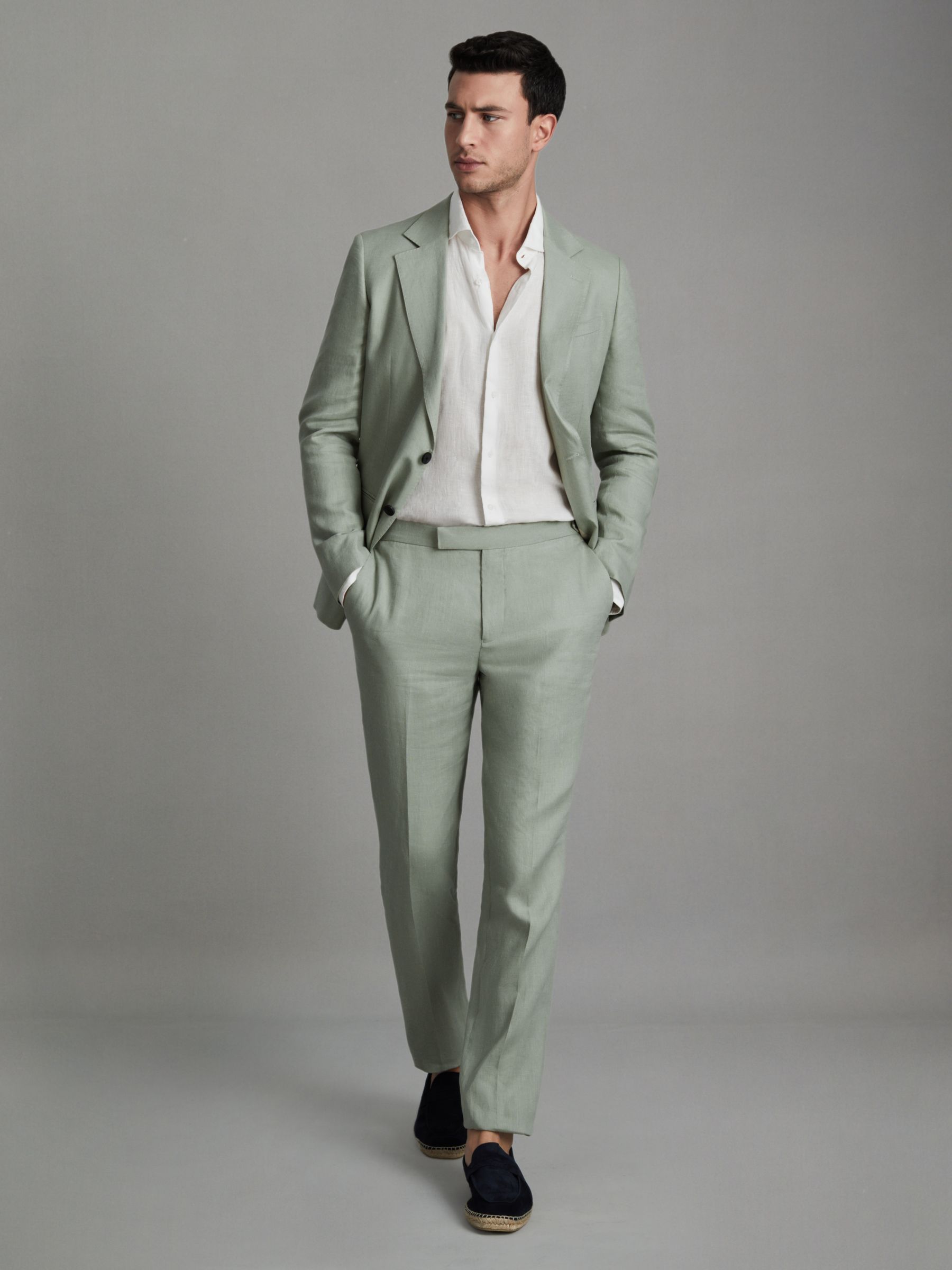 Linen Tapered Trousers Slim-Fit in Apple - Image 3 of 6