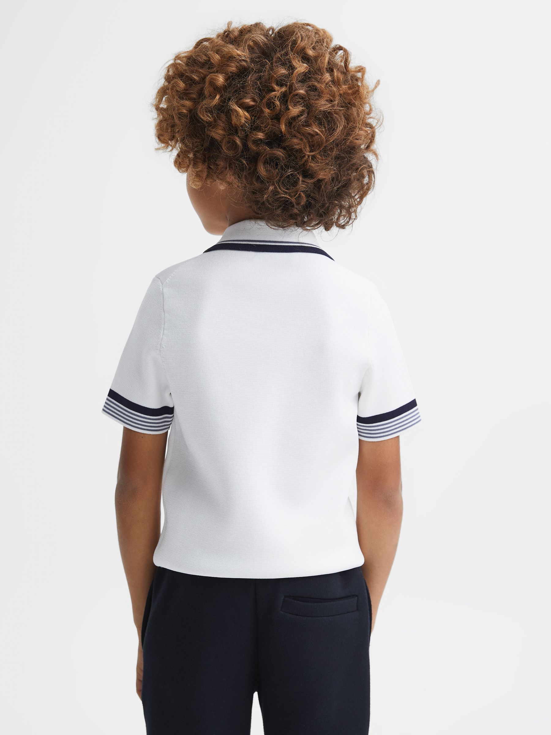 3-9 yrs Half Zip Polo Shirt in Optic White - Image 5 of 6