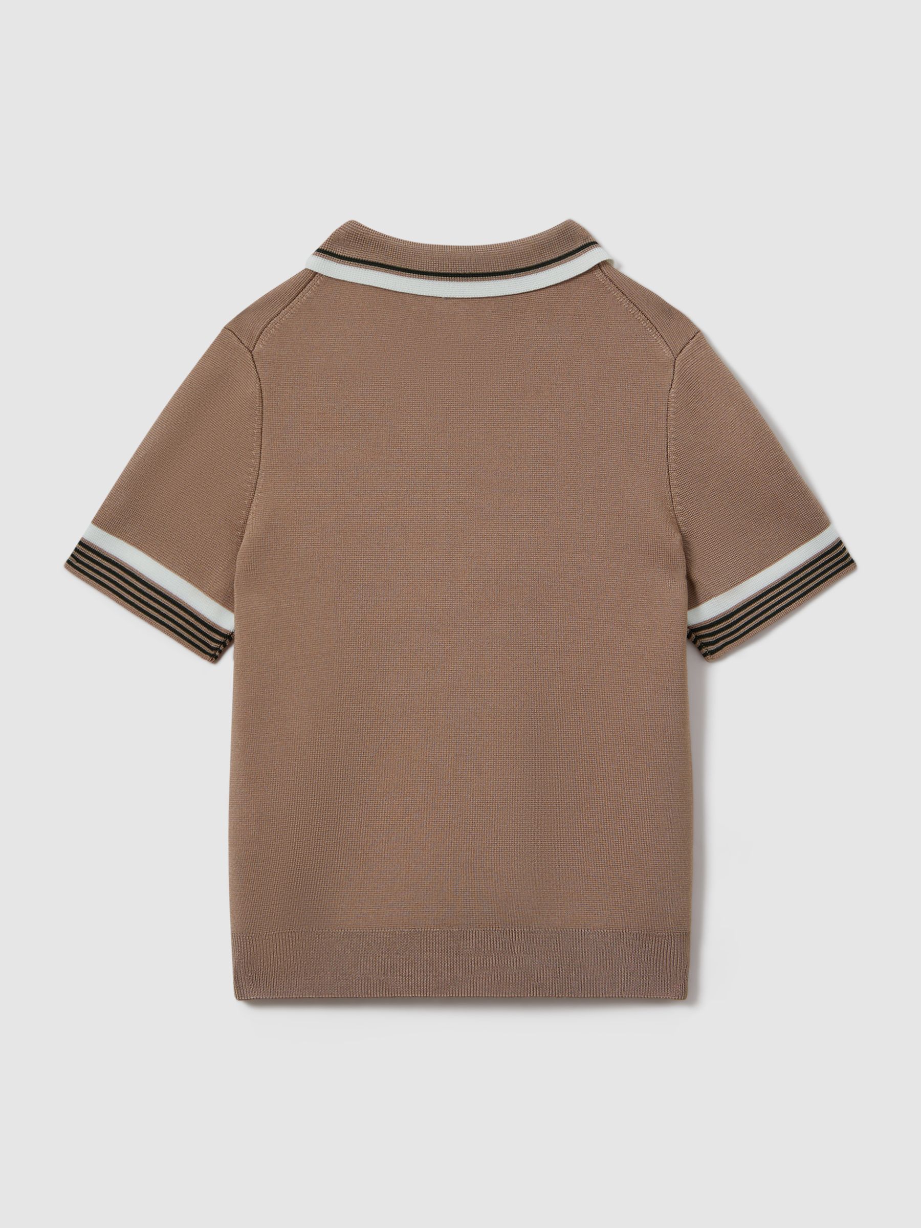 3-9 yrs Half-Zip Polo Shirt in Warm Taupe - Image 2 of 3