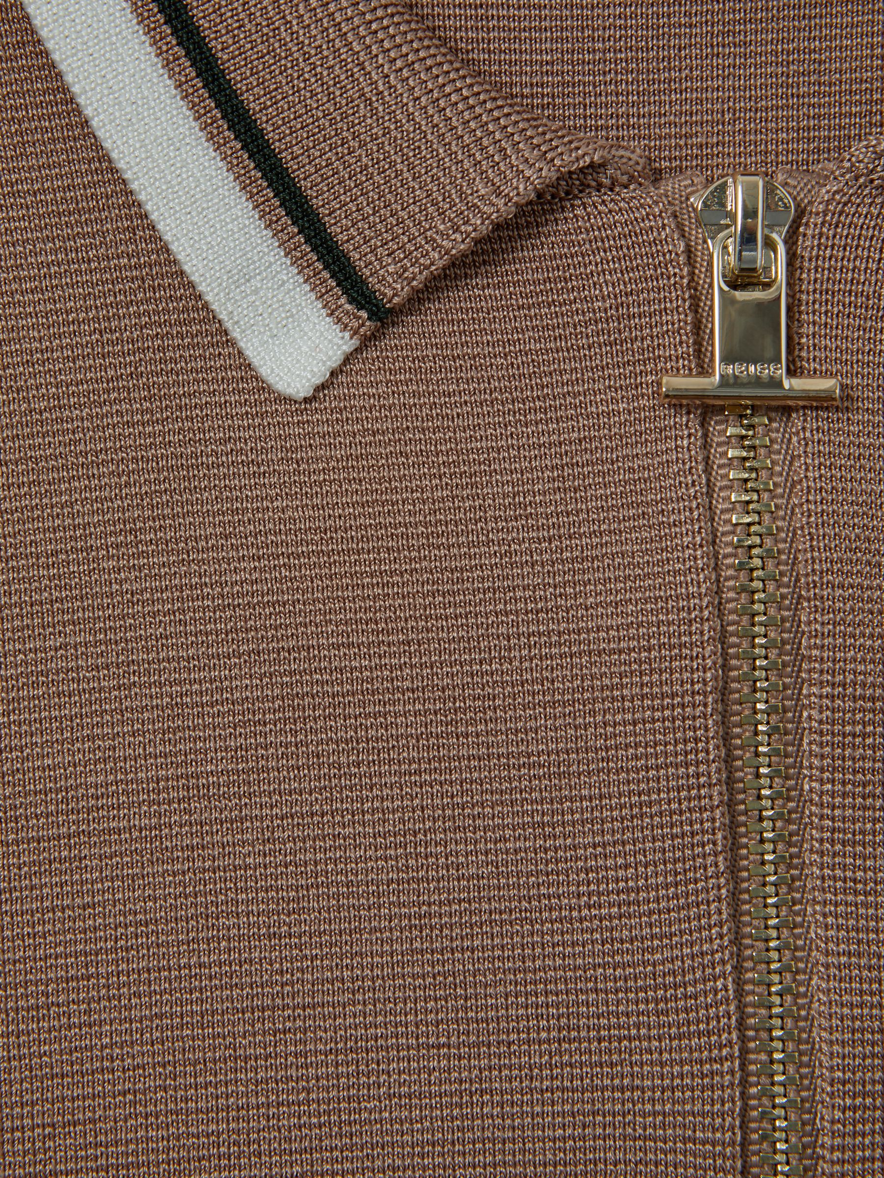 3-9 yrs Half-Zip Polo Shirt in Warm Taupe - Image 3 of 3