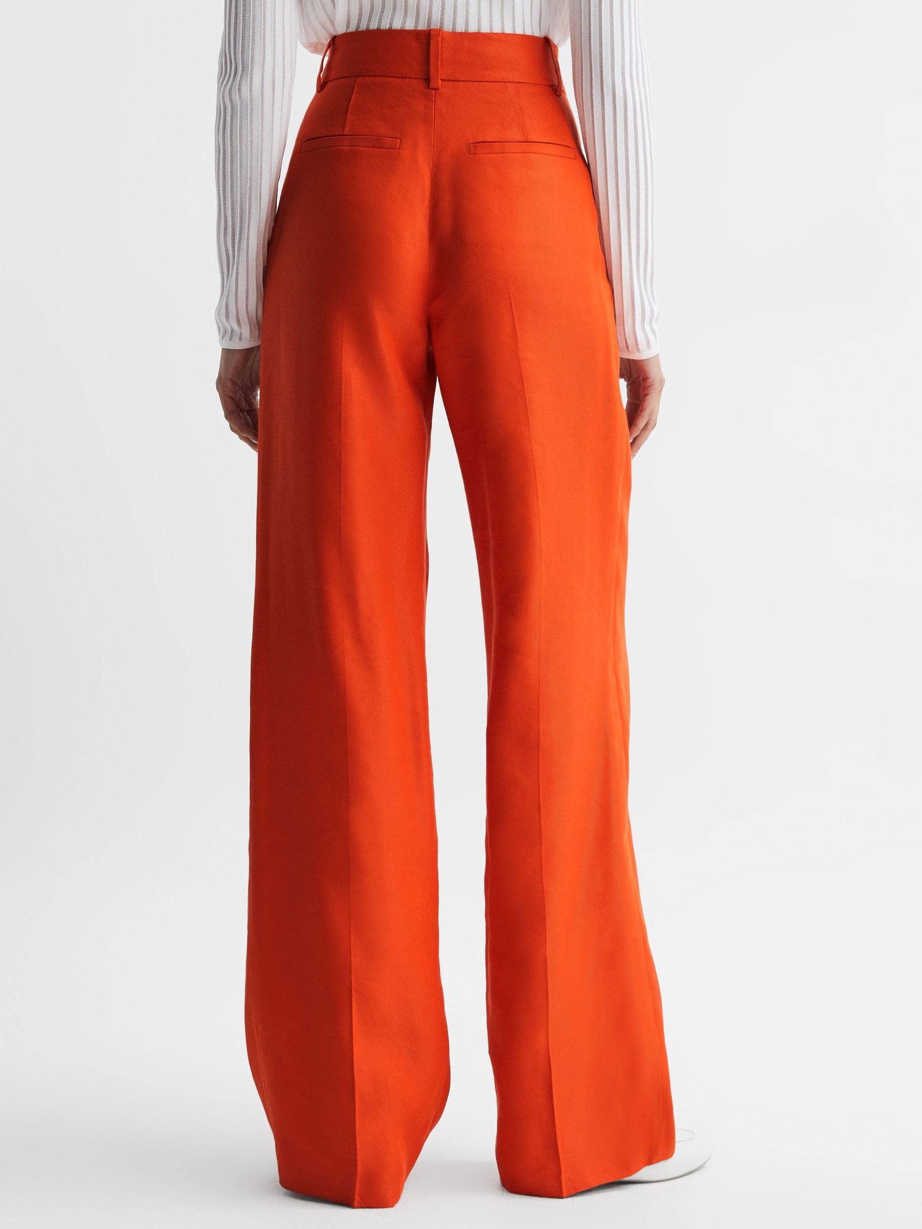 Wide Leg Linen Trousers in Orange - Image 6 of 7