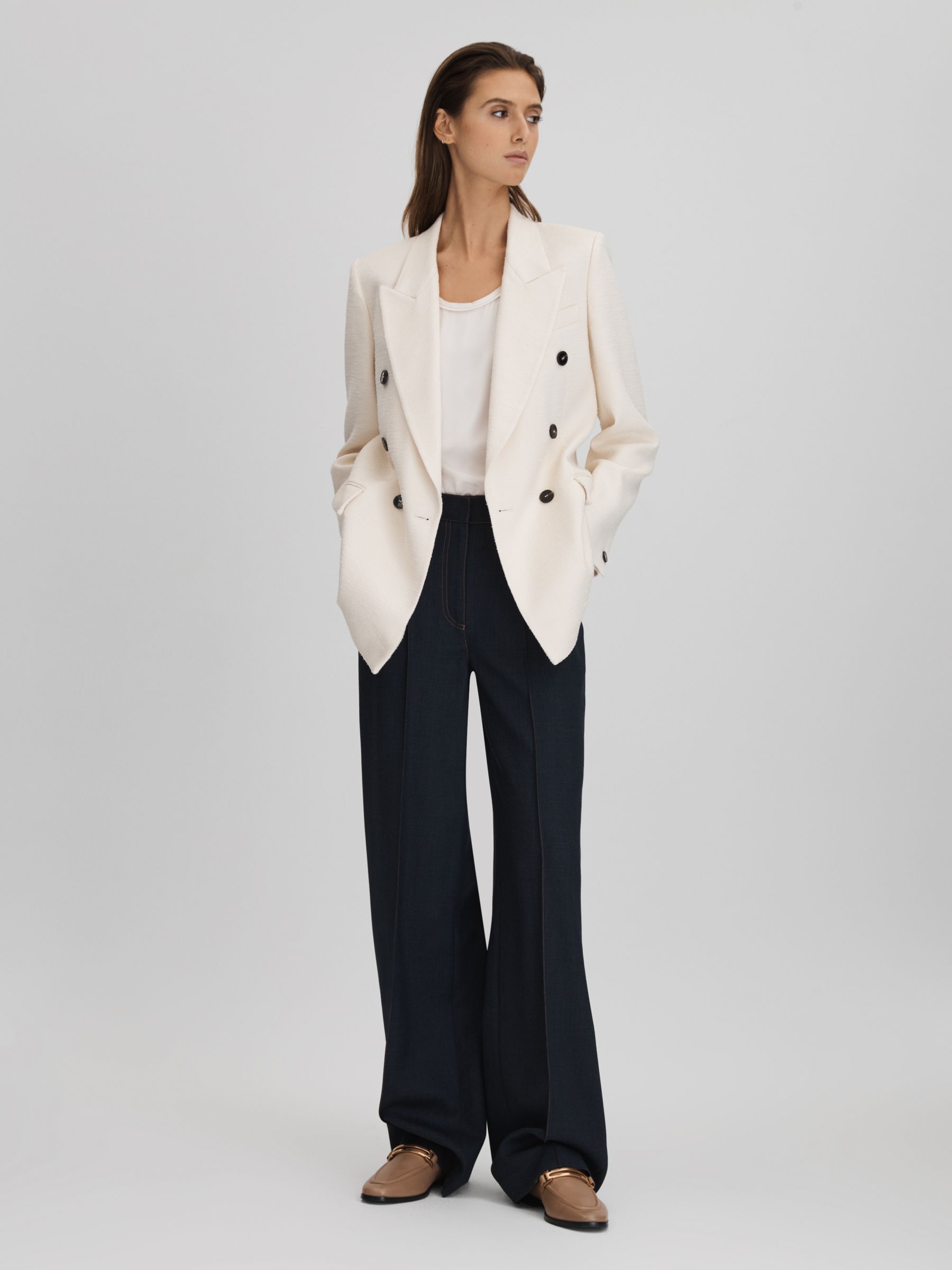 Leather Rounded Loafers in Nude - Image 2 of 5