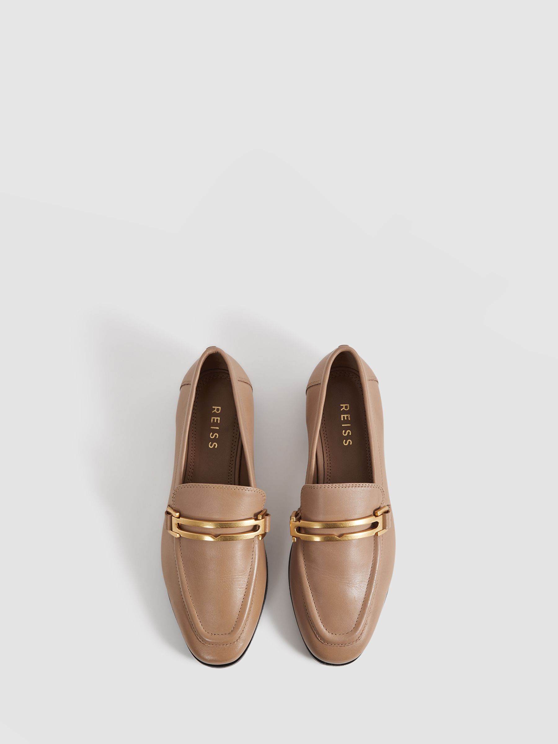 Leather Rounded Loafers in Nude - Image 3 of 5