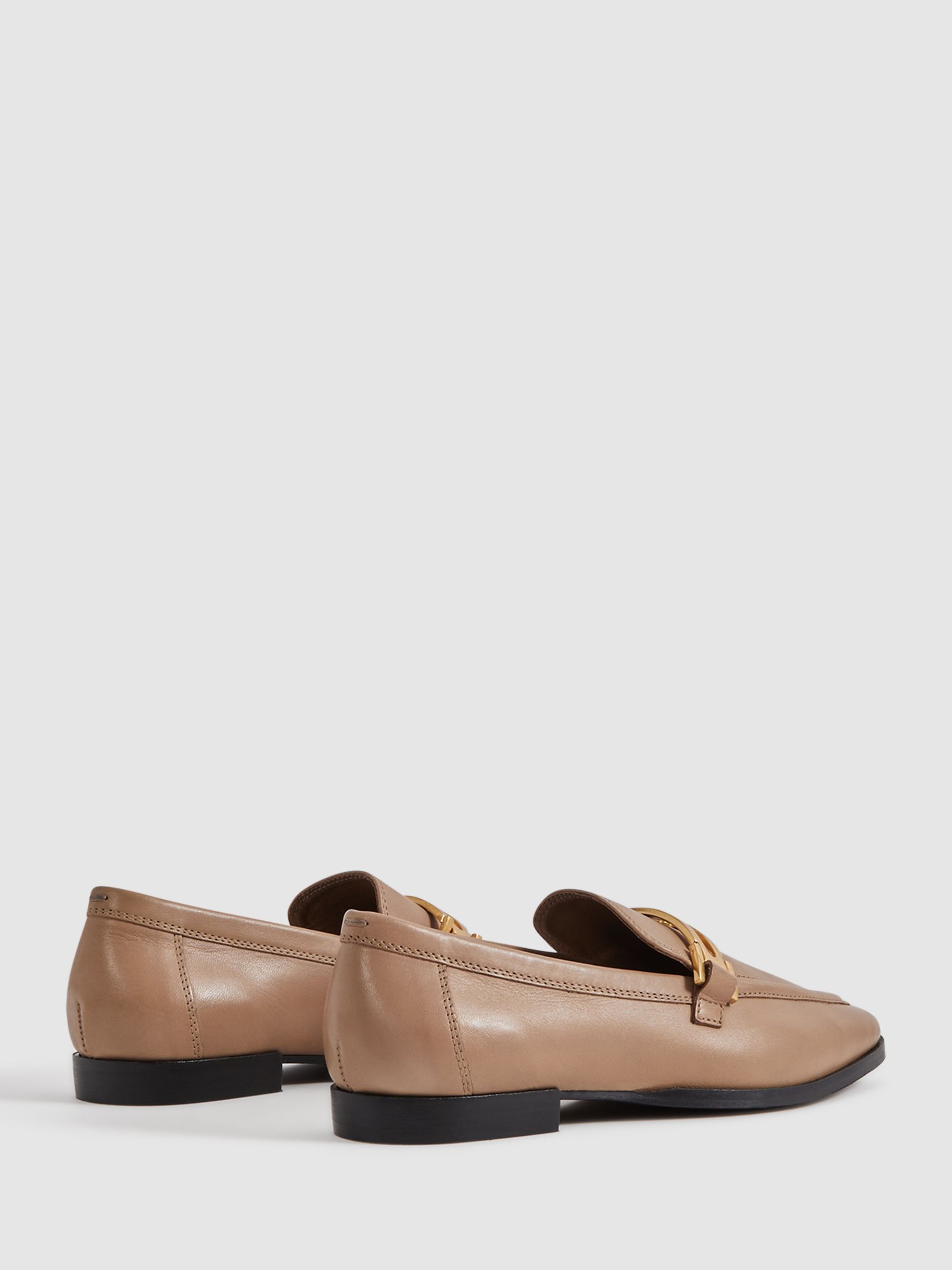 Leather Rounded Loafers in Nude - Image 4 of 5