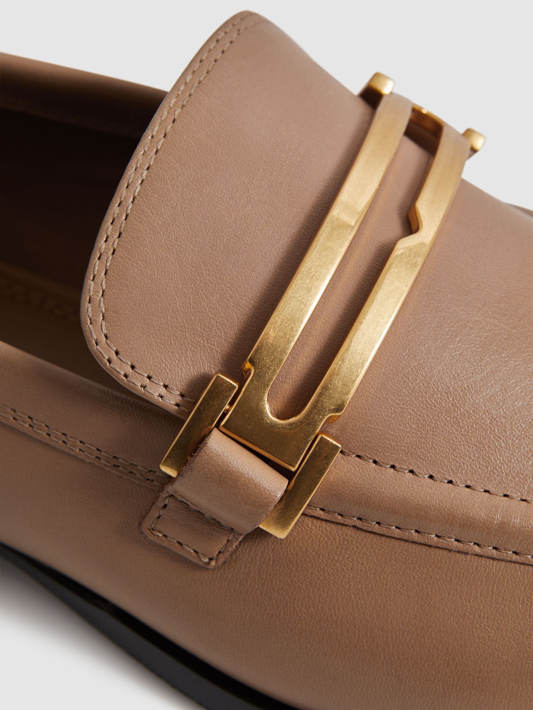 Leather Rounded Loafers in Nude - Image 5 of 5