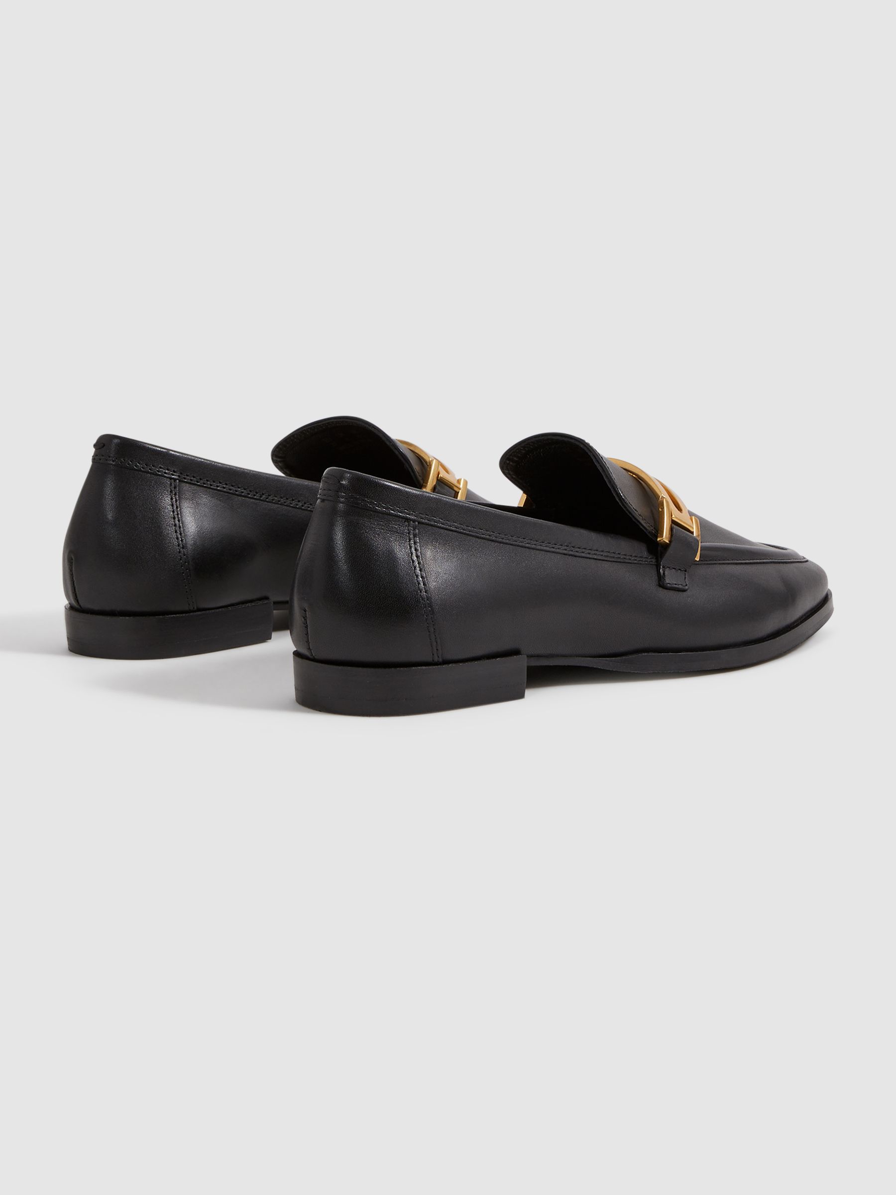 Leather Rounded Loafers in Black - Image 4 of 5