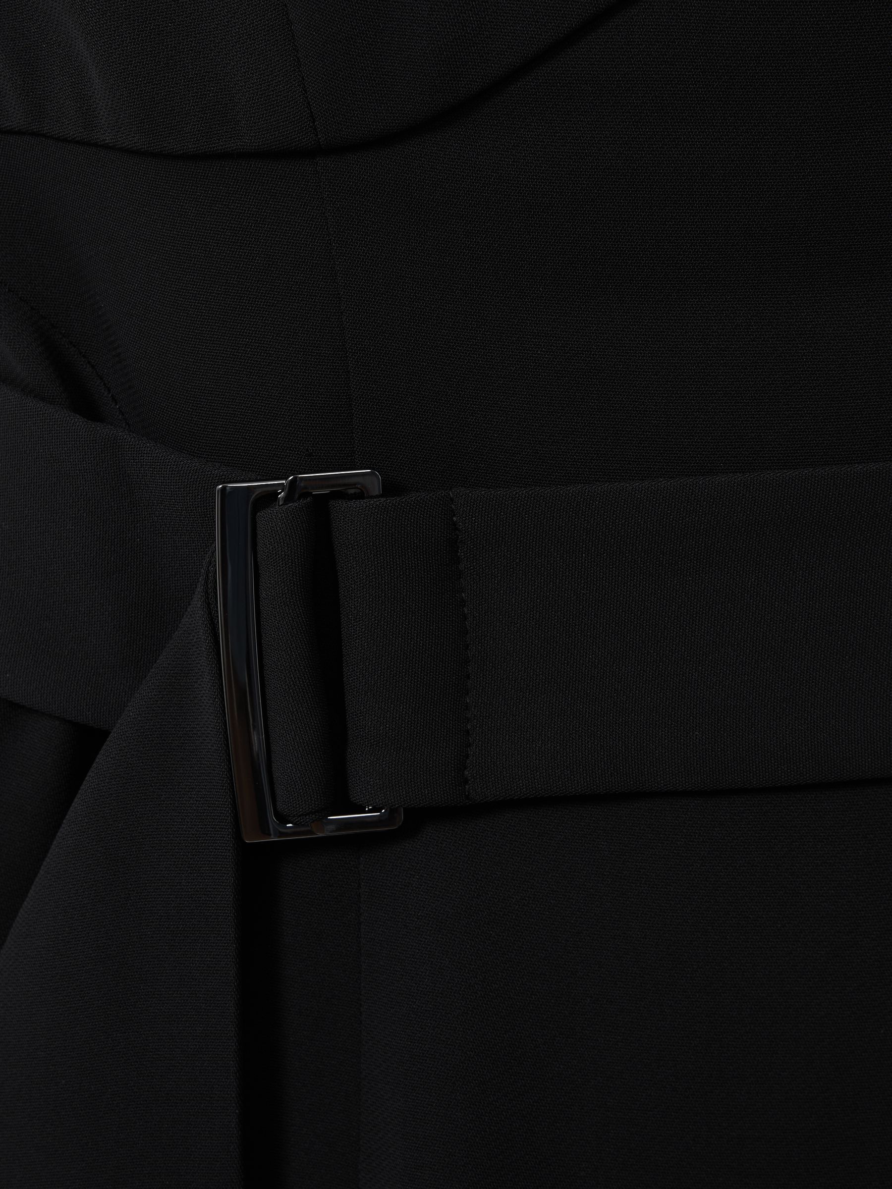 Cross-Back Belted Bodycon Midi Dress in Black - Image 6 of 6