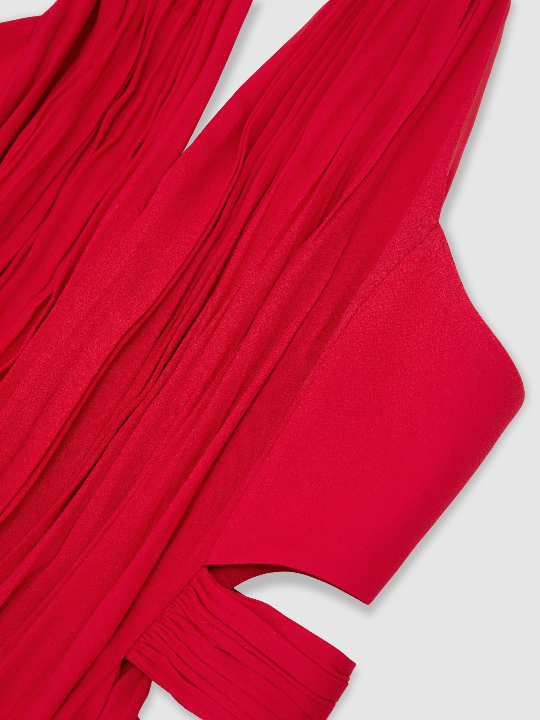 Robe longue plissée rouge à col halter - Image 8 de 8
