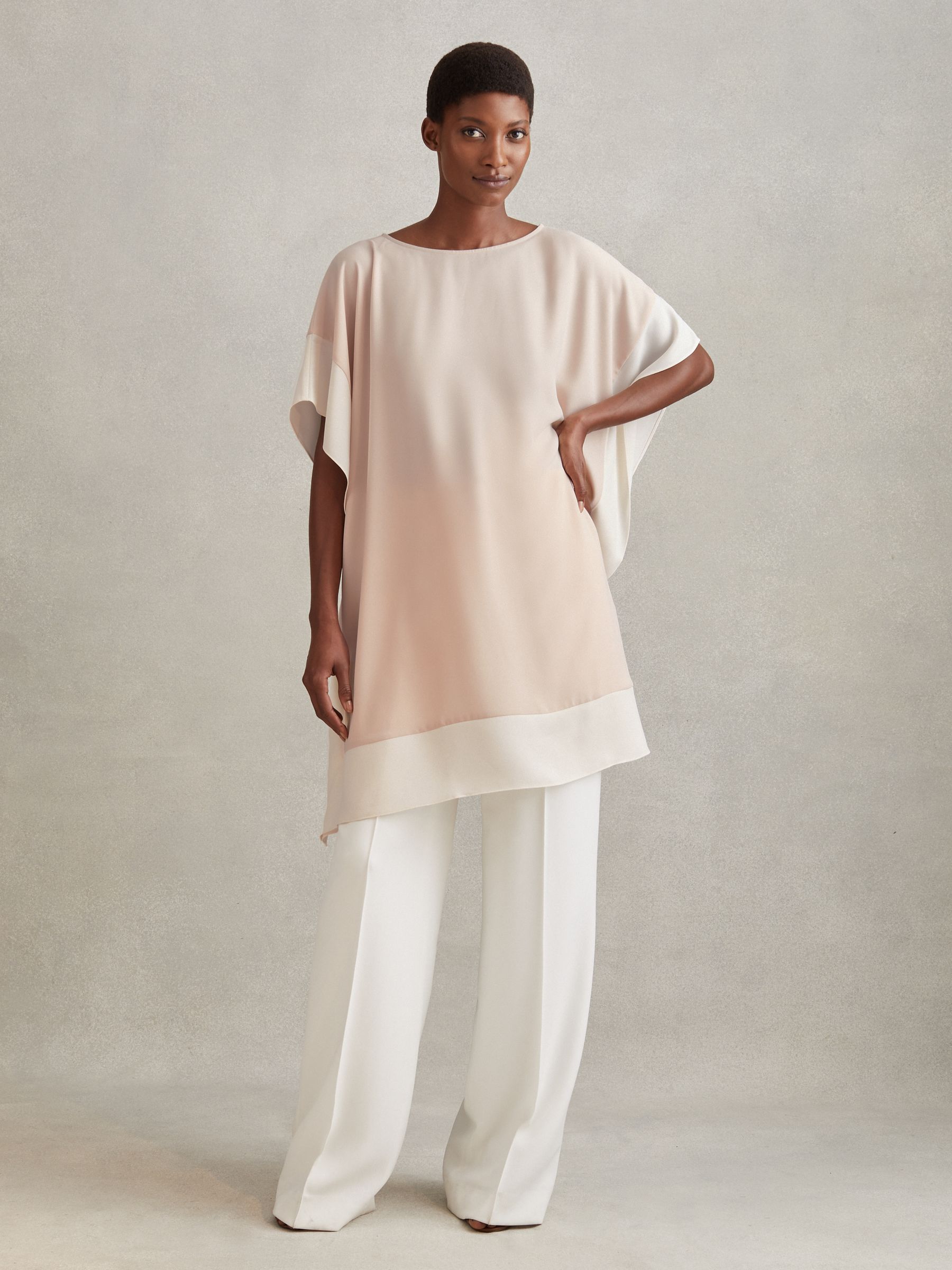 贈る結婚祝い in Tunic Drape Side Colourblock Reiss Nude/White REISS | トップス