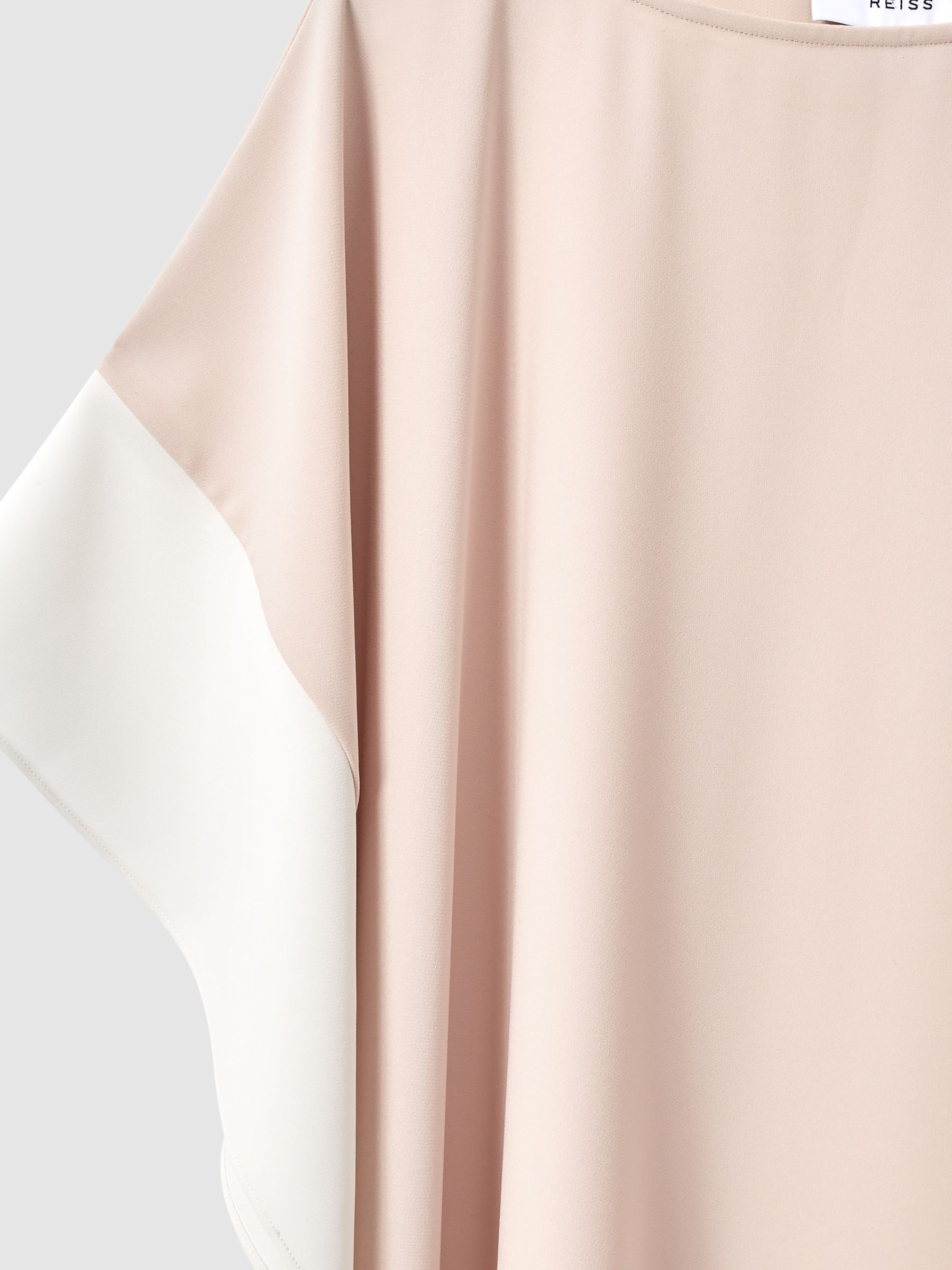 Colourblock Side Drape Tunic in Nude/White - Image 7 of 7