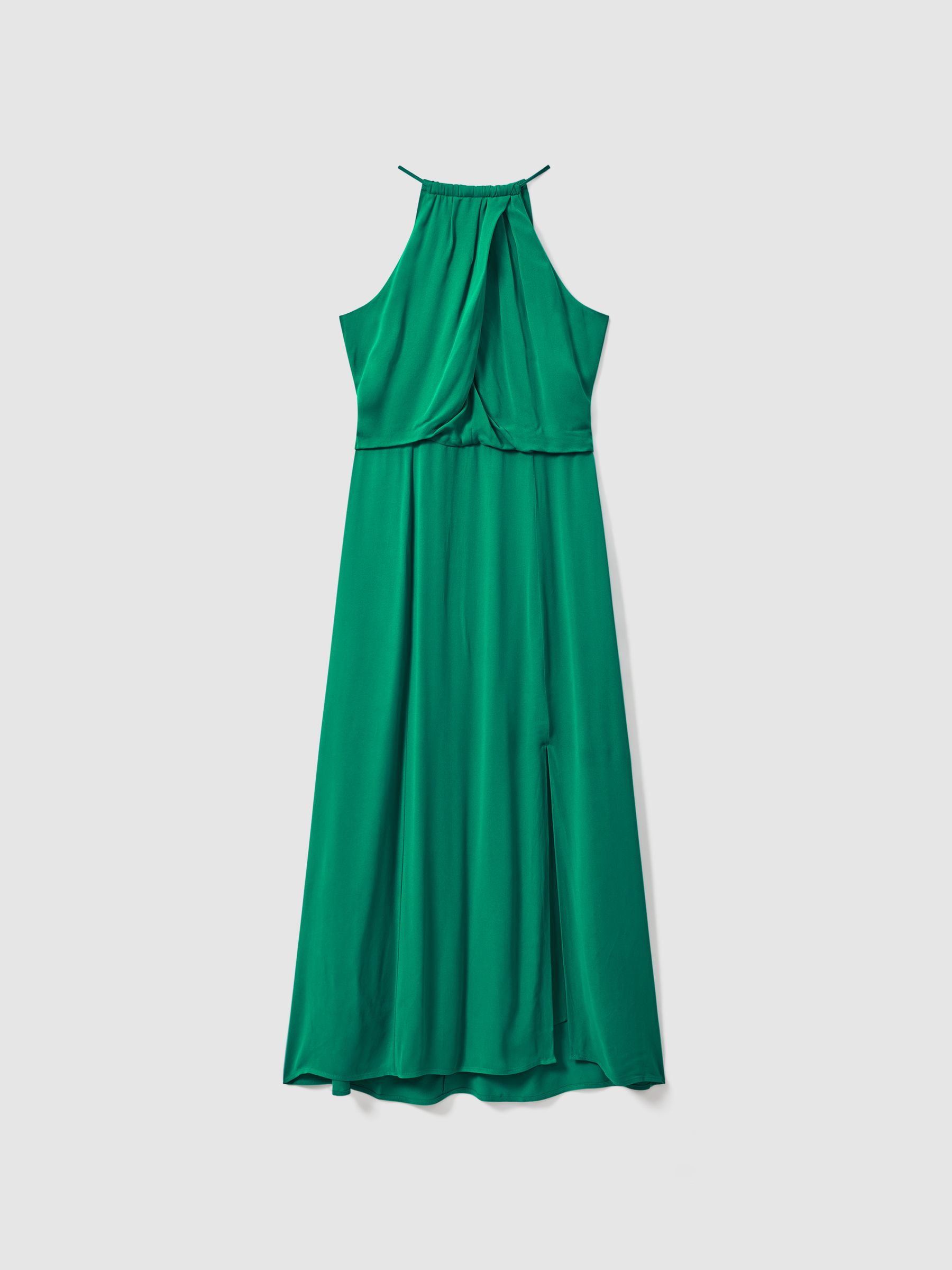 Drape Front Midi Dress in Green - Image 2 of 5