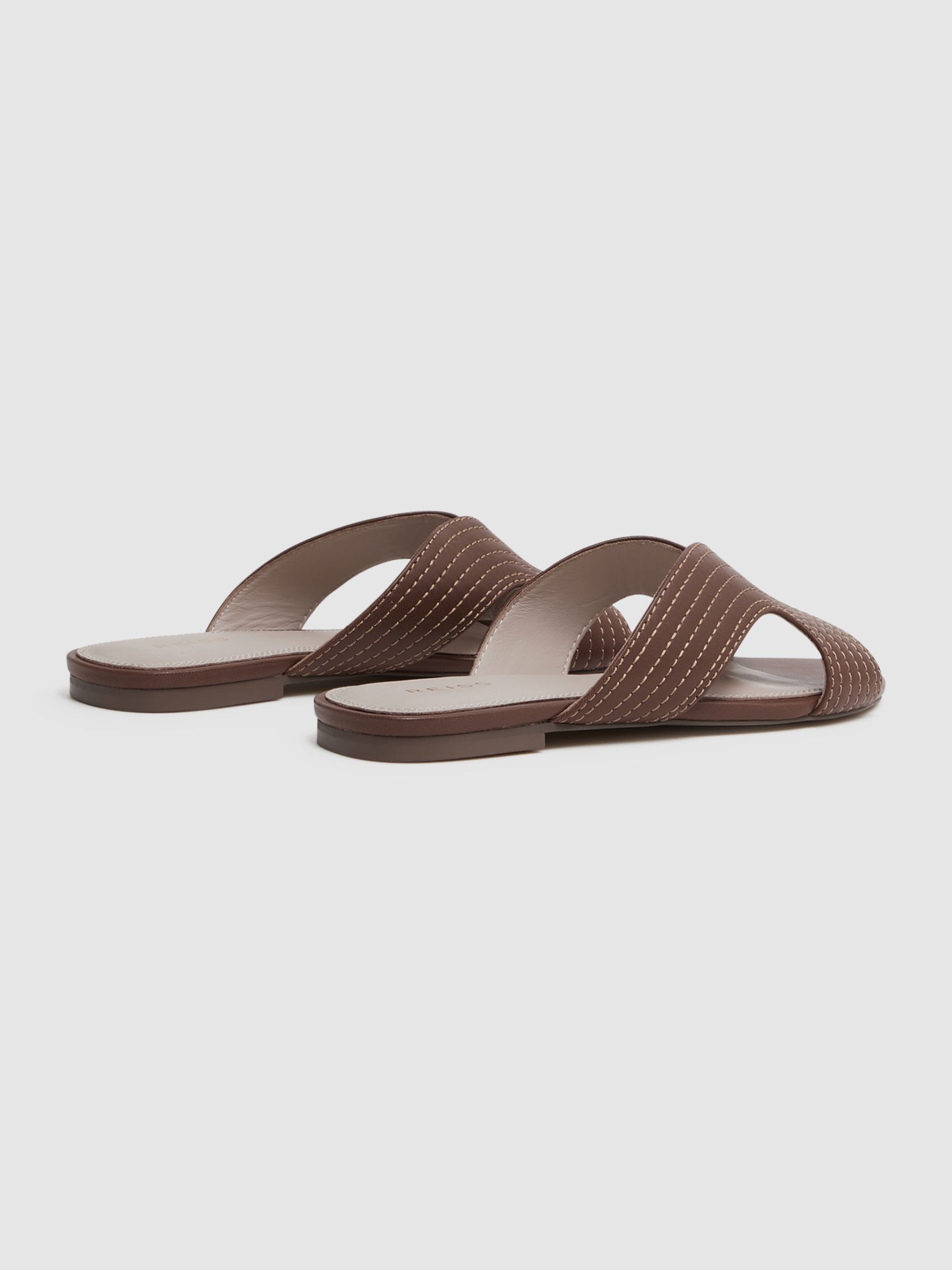 Leather Slip-On Sandals in Tan - Image 4 of 5