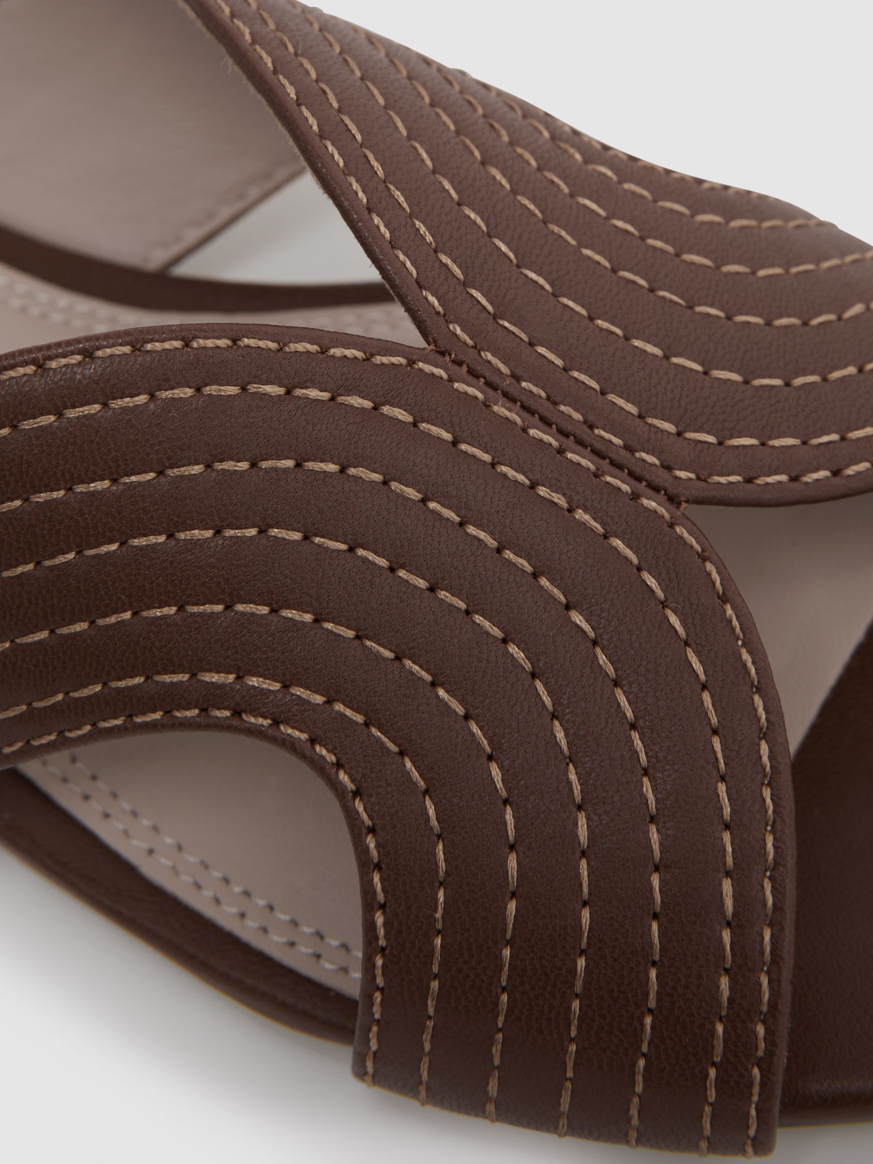 Leather Slip-On Sandals in Tan - Image 5 of 5