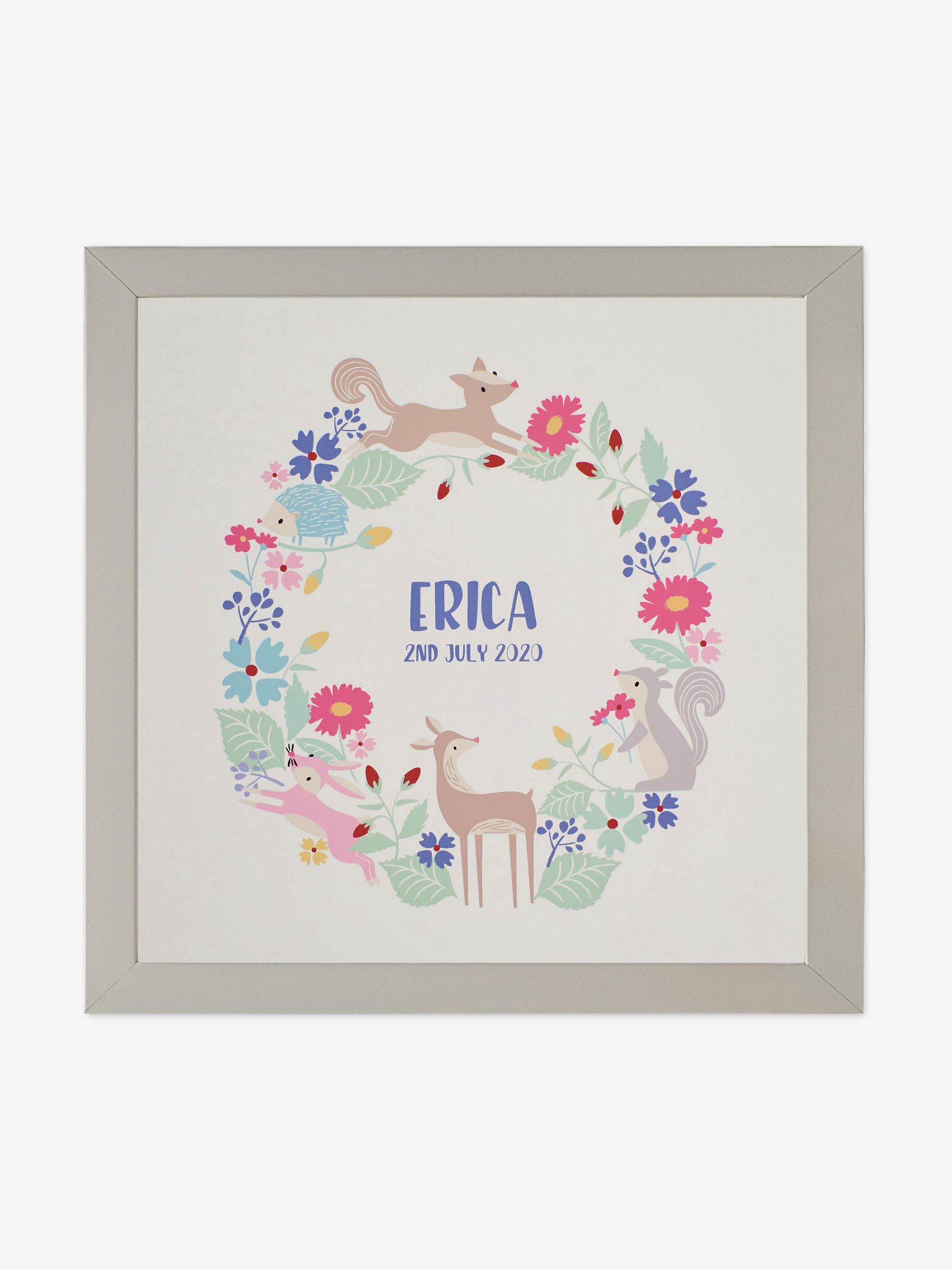 Grey Personalised & Framed Pastel Woodland Print - Image 1 of 1