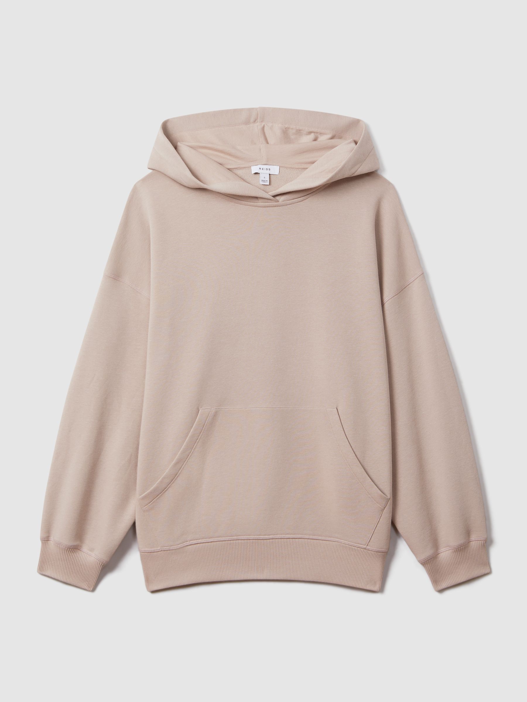 Cotton Blend Crew Neck Hoodie in Stone - Image 2 of 5 Cotton Blend Crew Neck Hoodie in Stone - Image 2 of 5