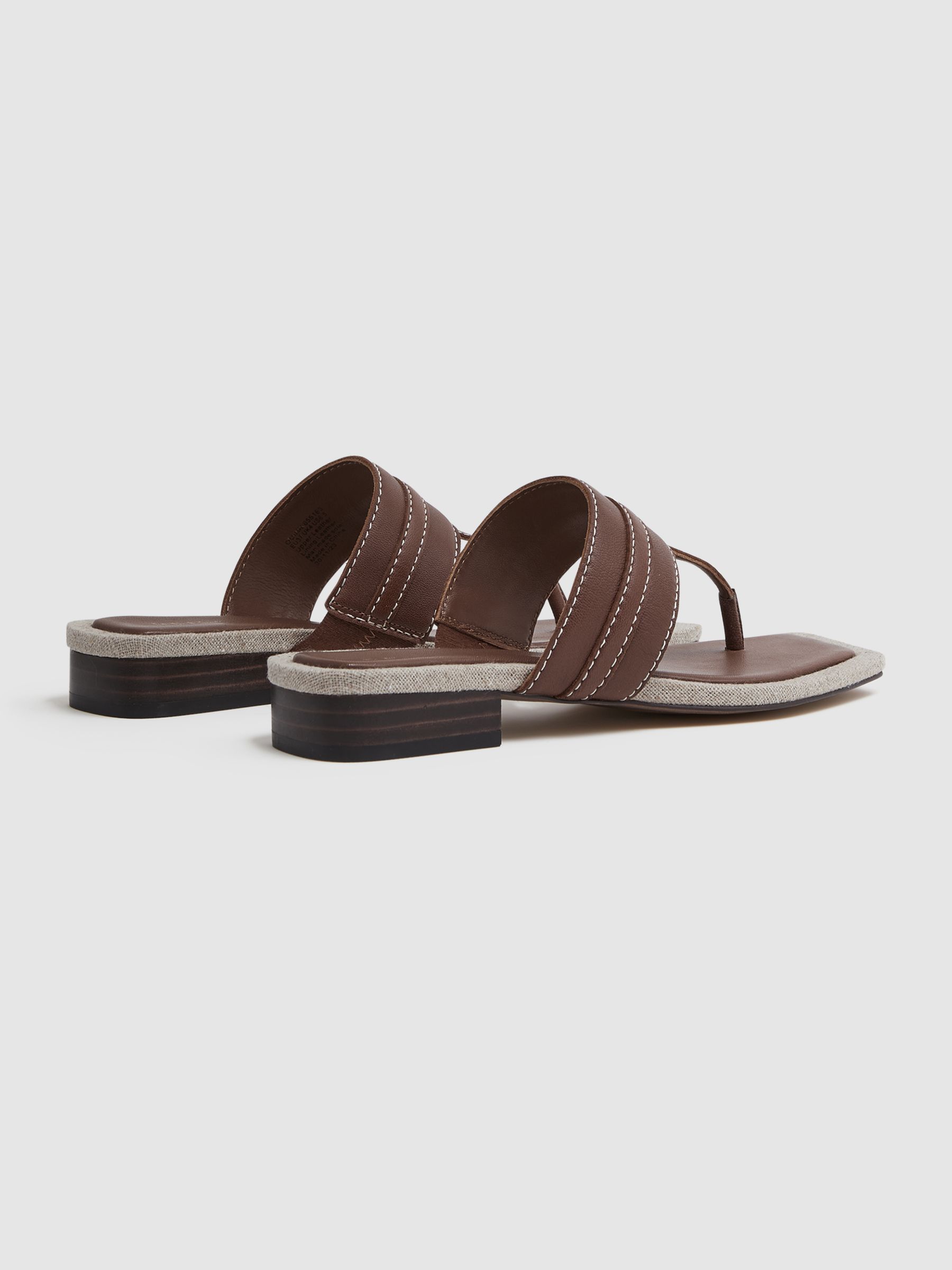 Leather Strap Thong Sandals in Tan - Image 4 of 5