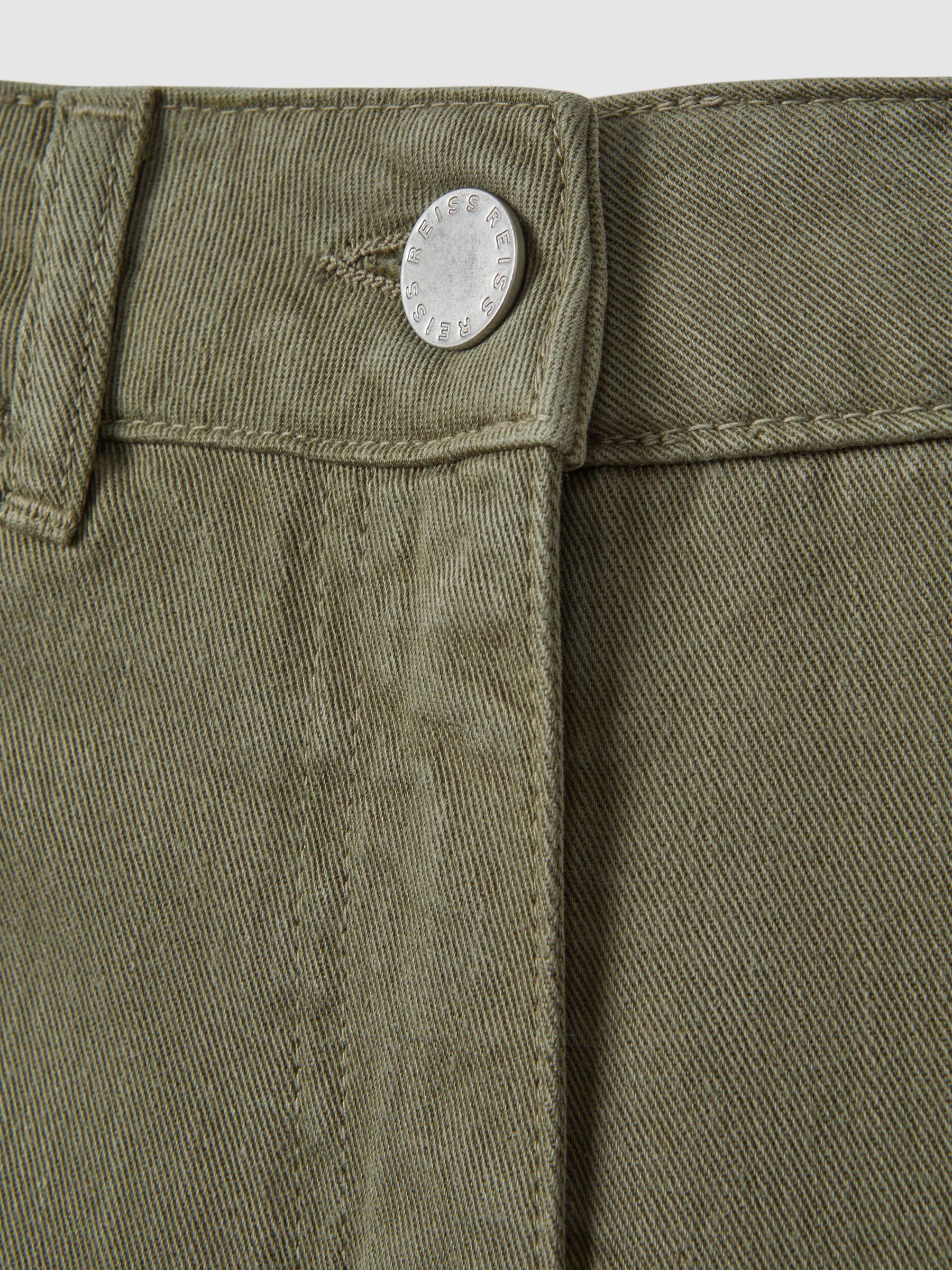 Garment Dyed Wide Leg Trousers in Khaki - Image 5 of 5