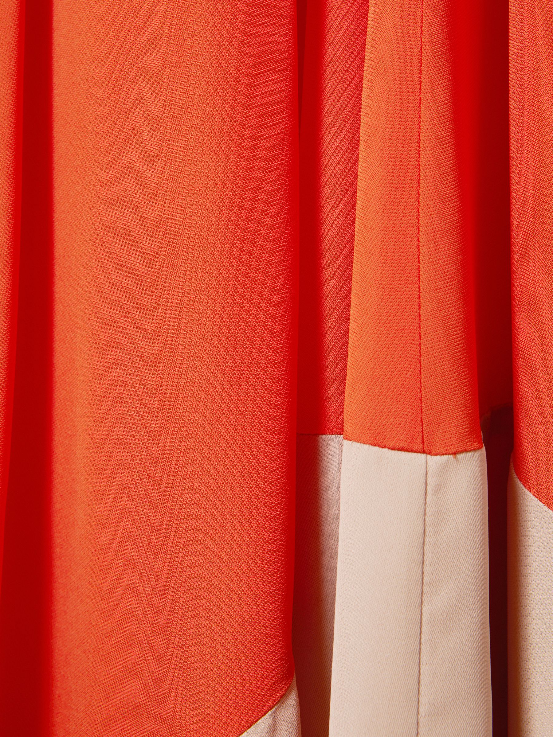 Ruched Dipped Hem Midi Dress in Orange - Image 6 of 6