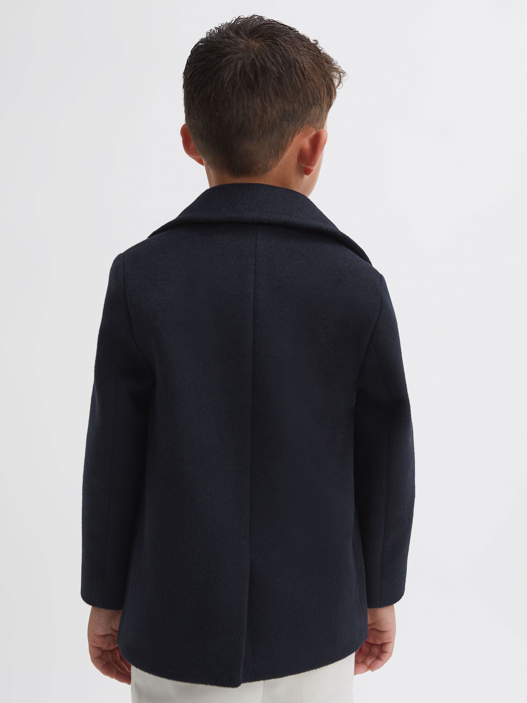 4-9 yrs Wool-Blend Twill Double-Breasted Coat in Navy - Image 5 of 6