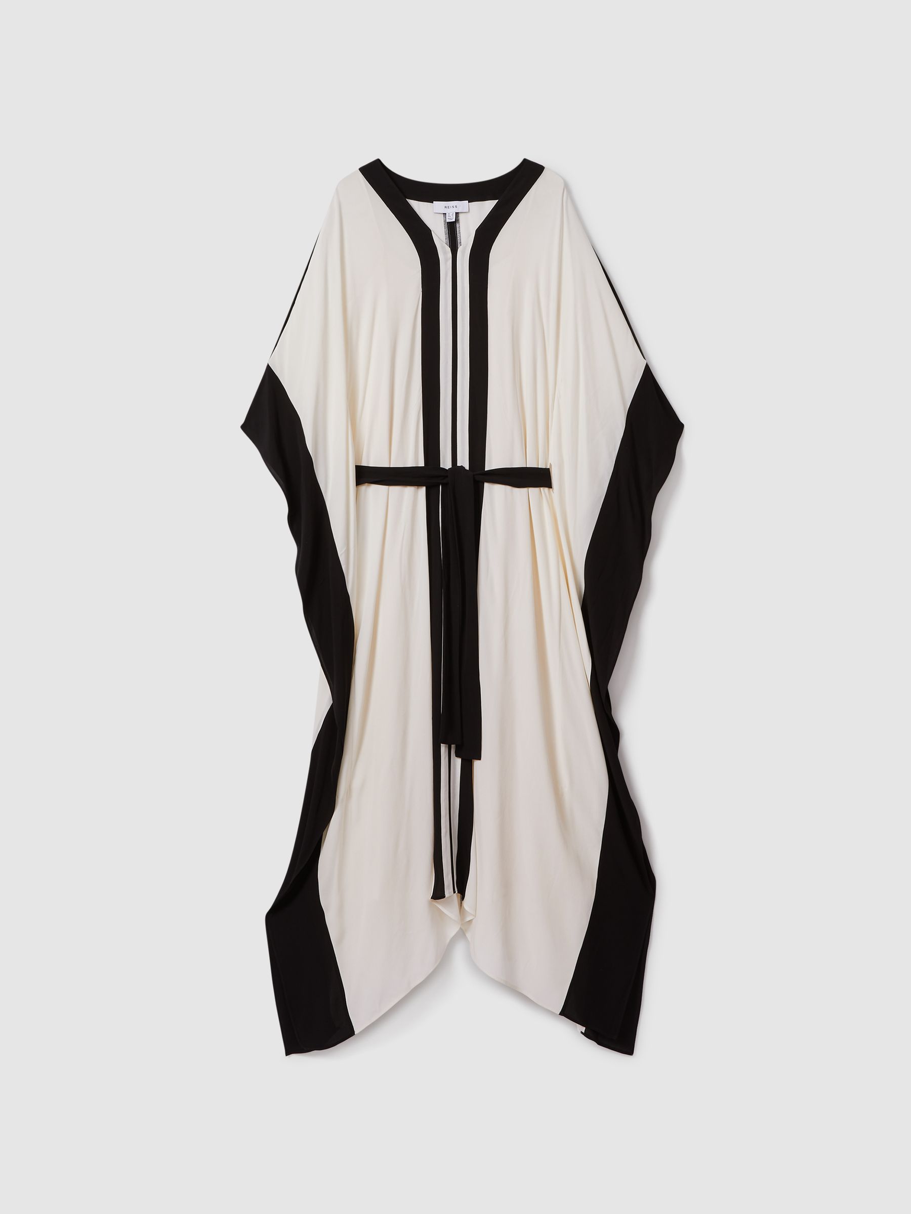 Colourblock Draped Maxi Dress in Cream/Black - Image 2 of 7