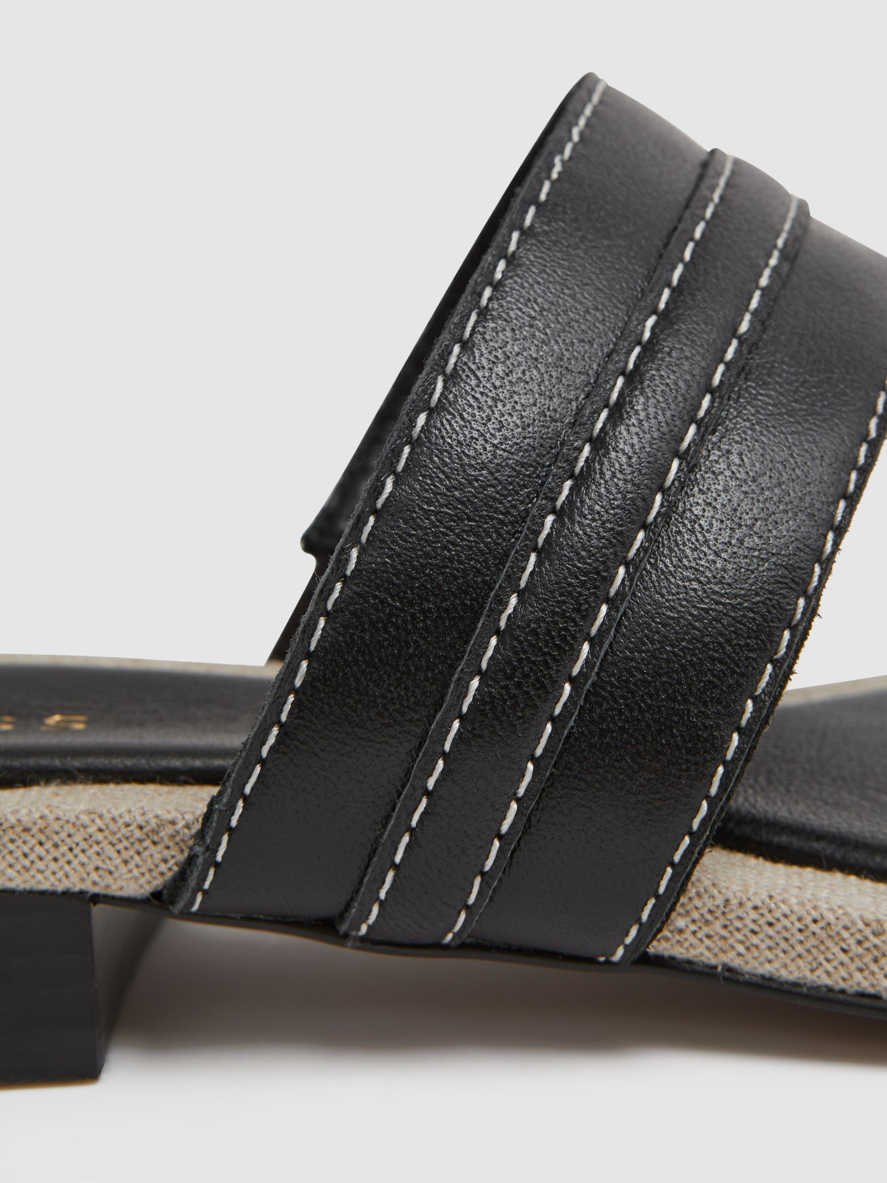 Leather Strap Thong Sandals in Black - Image 5 of 5