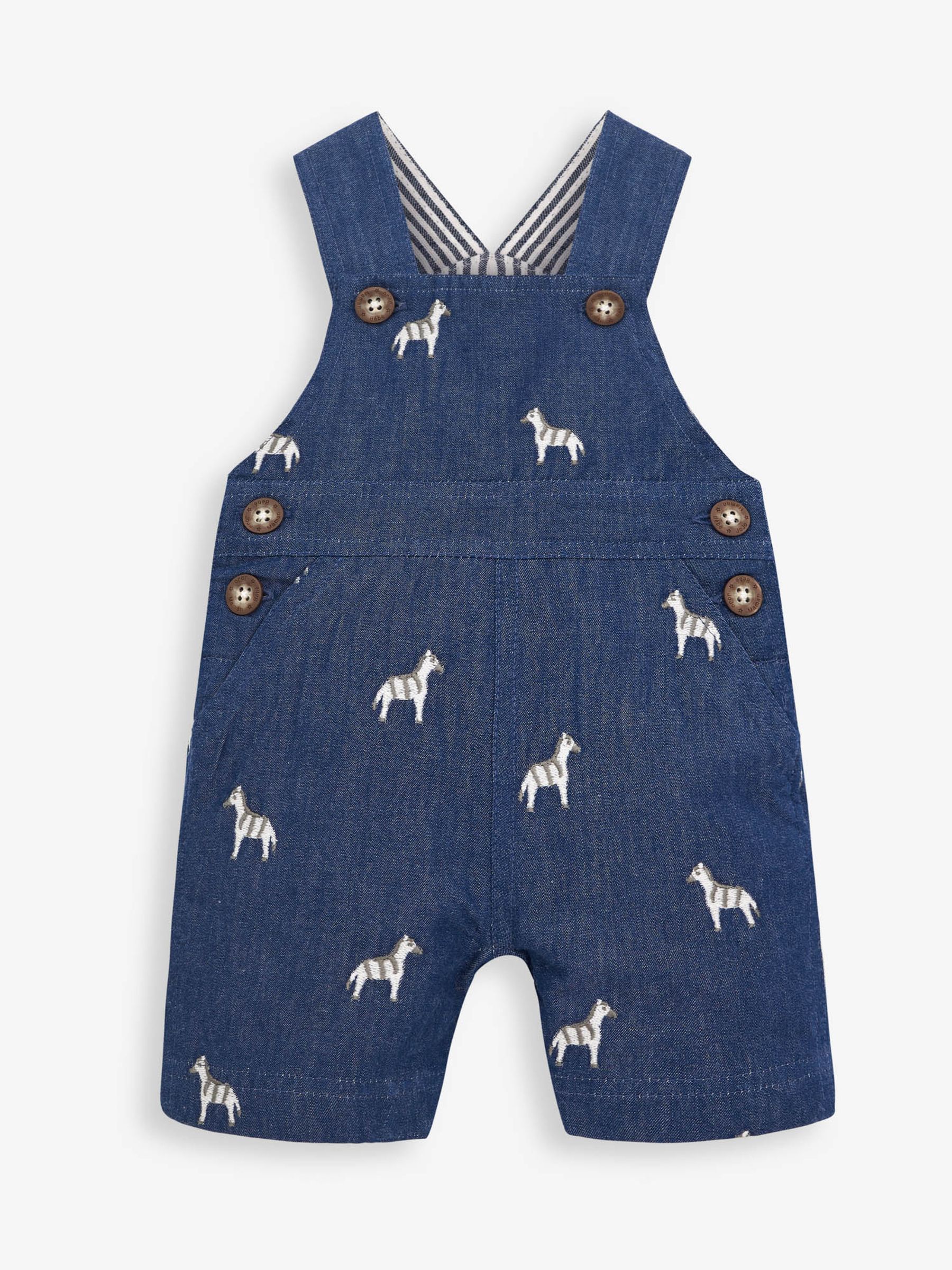 Blue Zebra Embroidered Baby Dungarees - Image 1 of 2