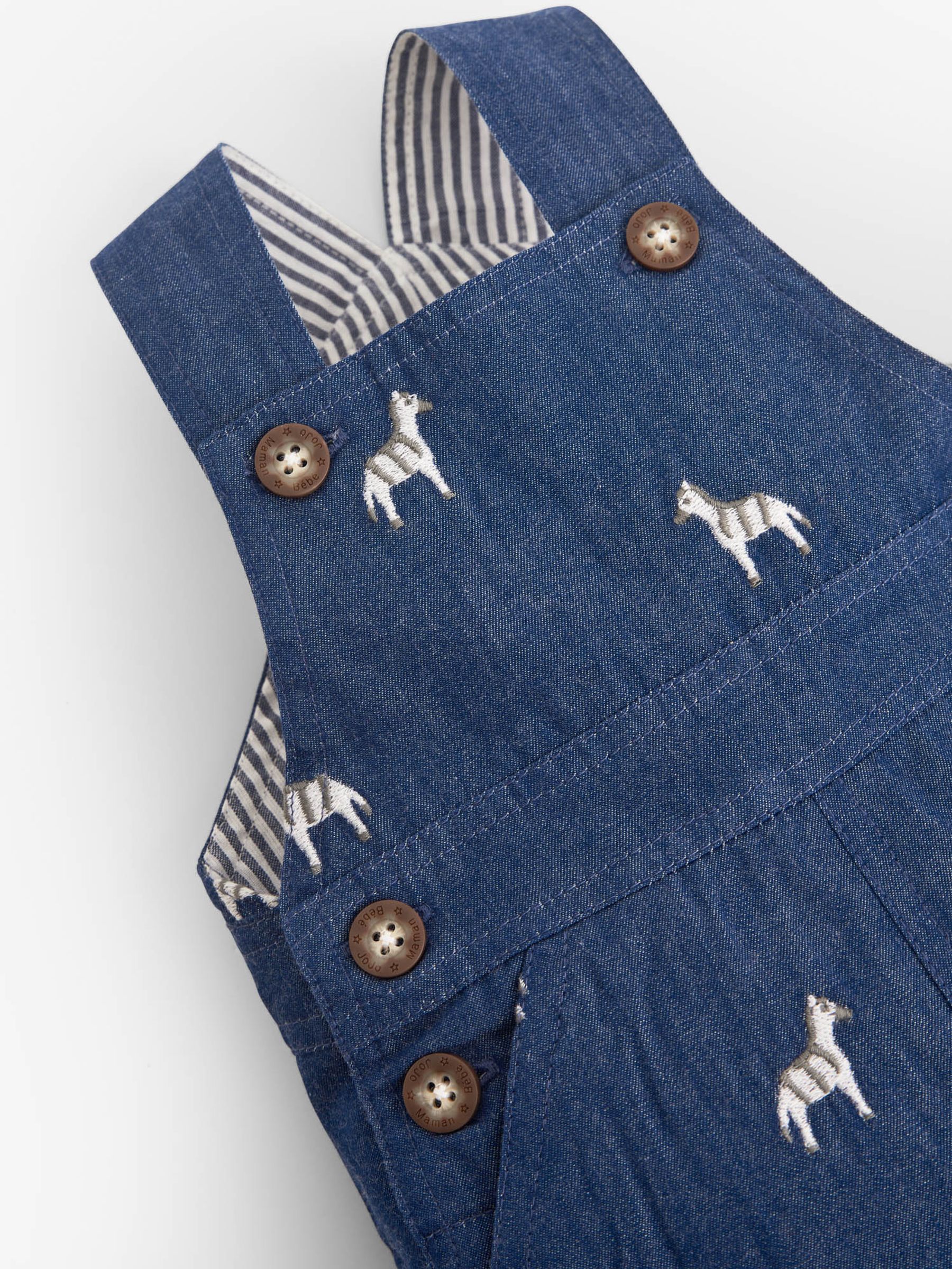 Blue Zebra Embroidered Baby Dungarees - Image 2 of 2