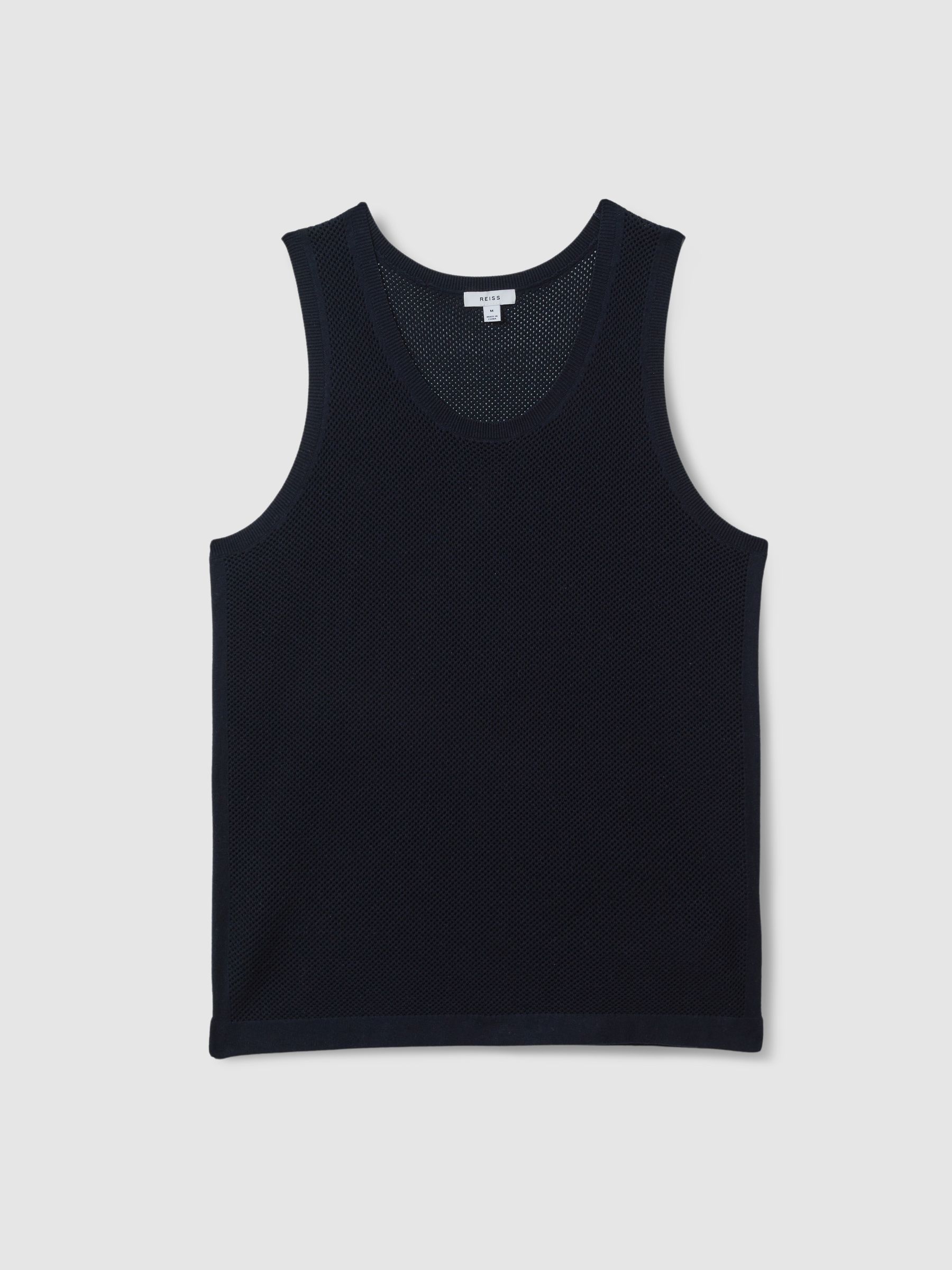 Open-Stitch Cotton Vest in Navy - Image 2 of 6