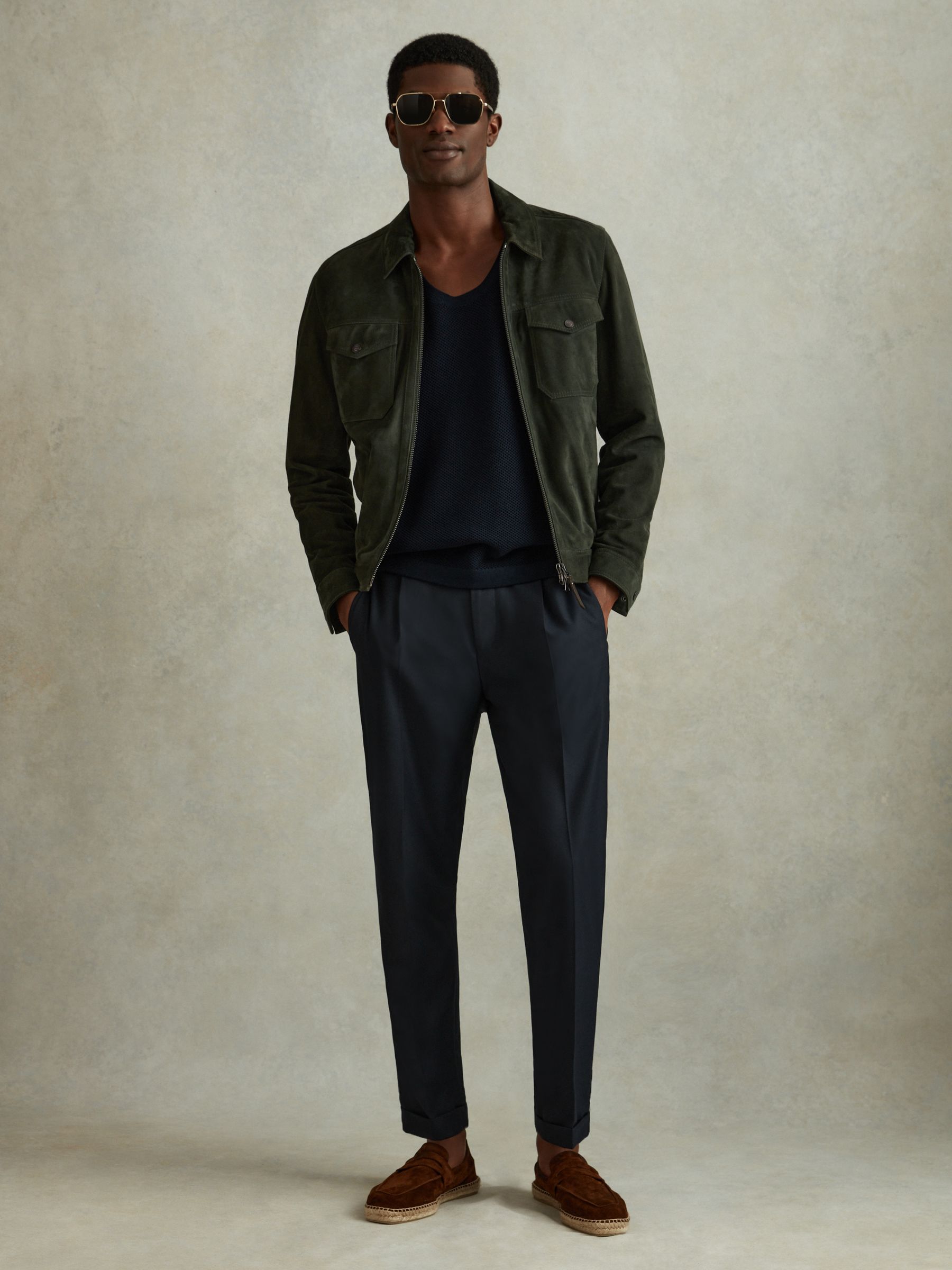 Open-Stitch Cotton Vest in Navy - Image 5 of 6