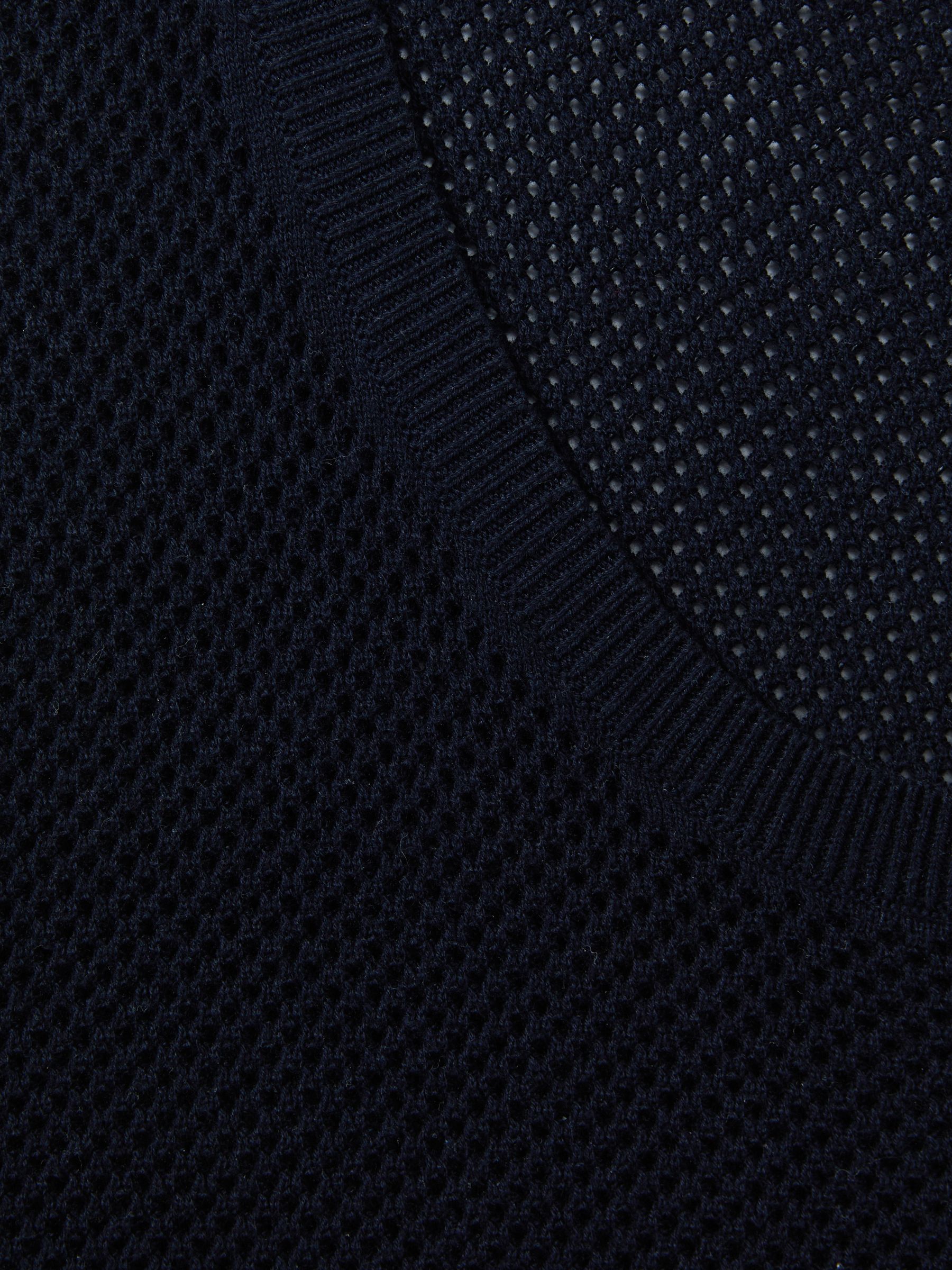 Open-Stitch Cotton Vest in Navy - Image 6 of 6