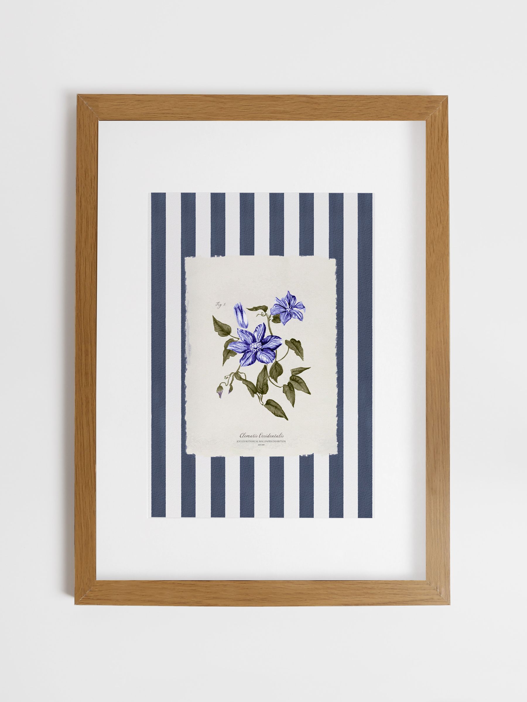Blue Clematis Climber Wood Mounted Framed Print Wall 53 x 73cm Art - Image 1 of 4